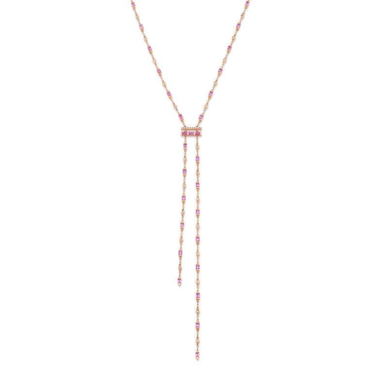 PINK SAPPHIRE & DIAMOND CASCADE Y NECKLACE