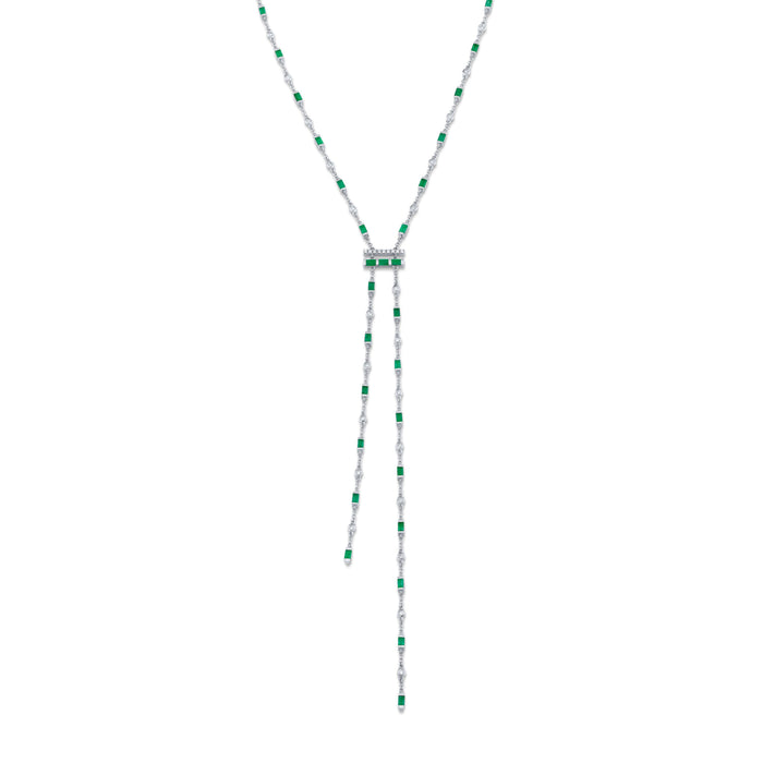 EMERALD & DIAMOND CASCADE Y NECKLACE