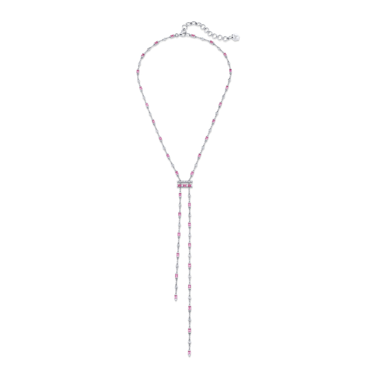 PINK SAPPHIRE & DIAMOND CASCADE Y NECKLACE