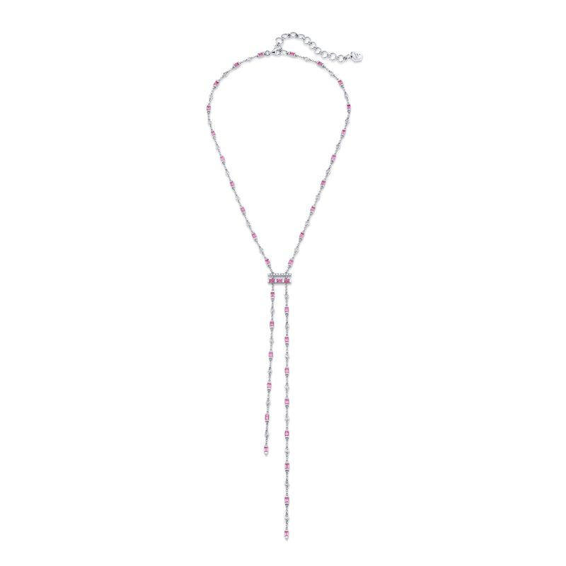 PINK SAPPHIRE & DIAMOND CASCADE Y NECKLACE