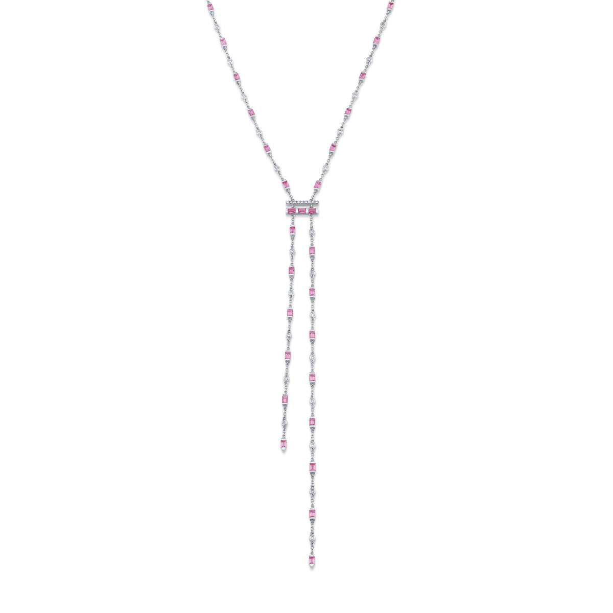 PINK SAPPHIRE & DIAMOND CASCADE Y NECKLACE