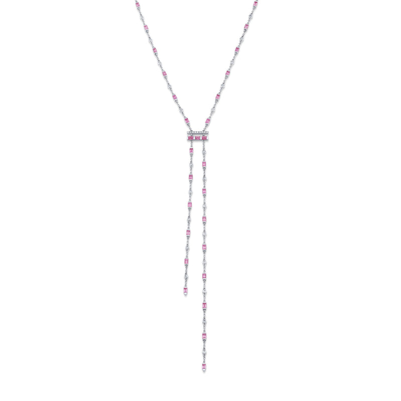 PINK SAPPHIRE & DIAMOND CASCADE Y NECKLACE