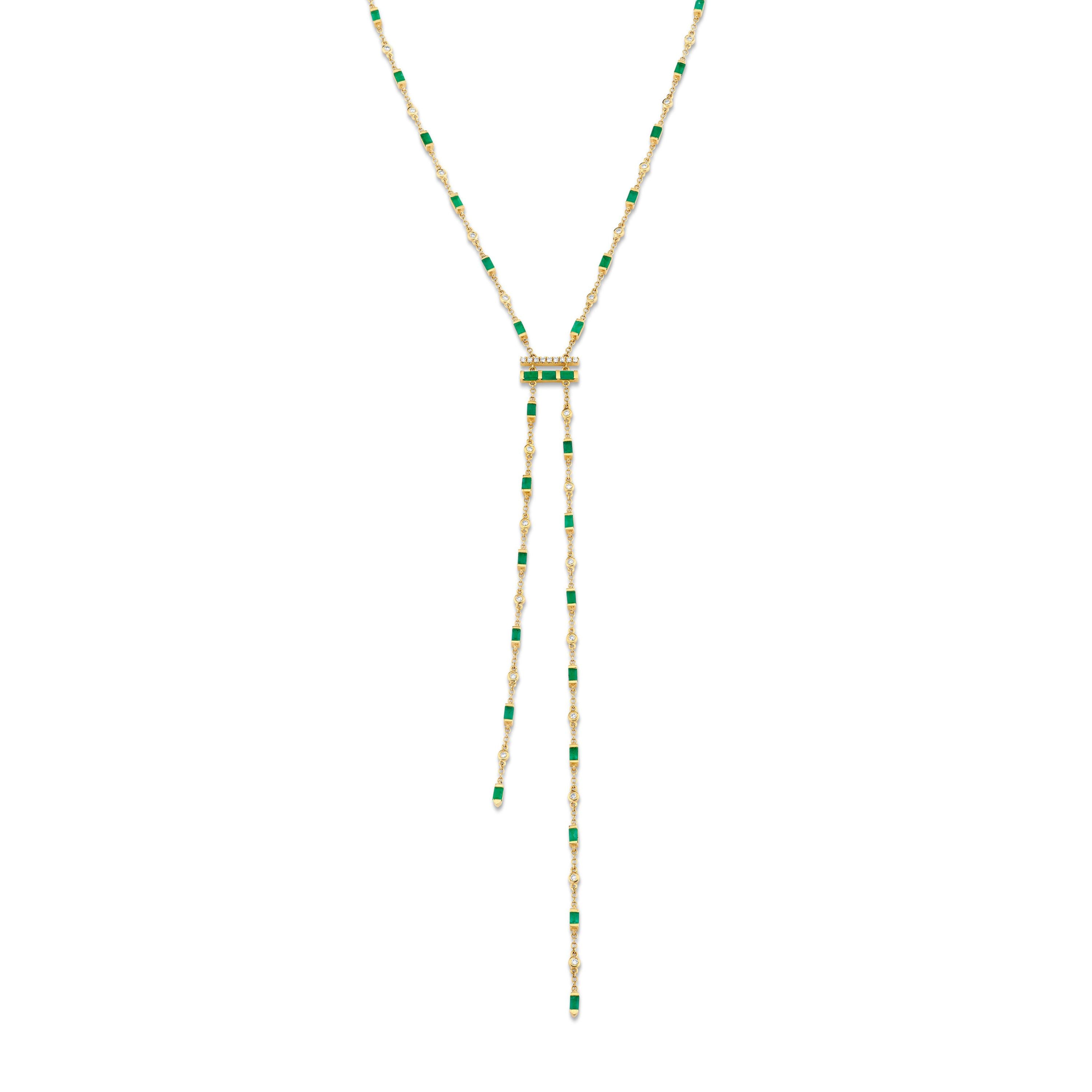 EMERALD & DIAMOND CASCADE Y NECKLACE