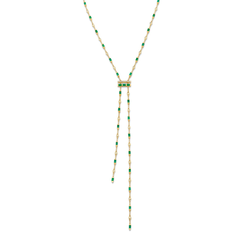 READY TO SHIP EMERALD & DIAMOND CASCADE Y NECKLACE