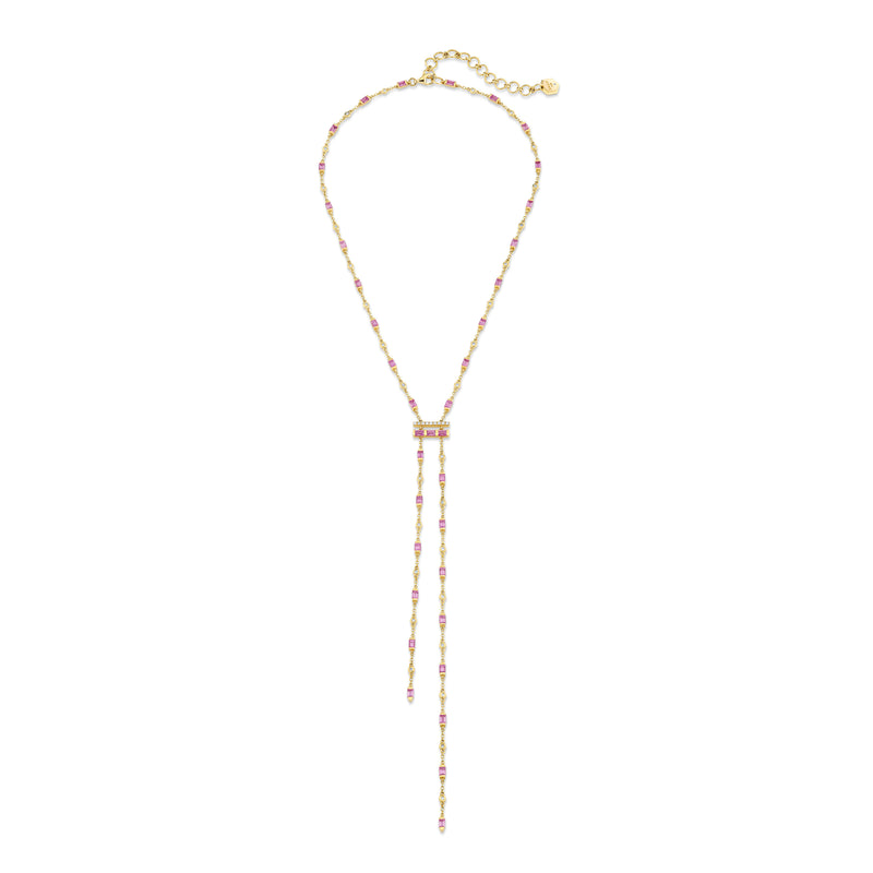 PINK SAPPHIRE & DIAMOND CASCADE Y NECKLACE