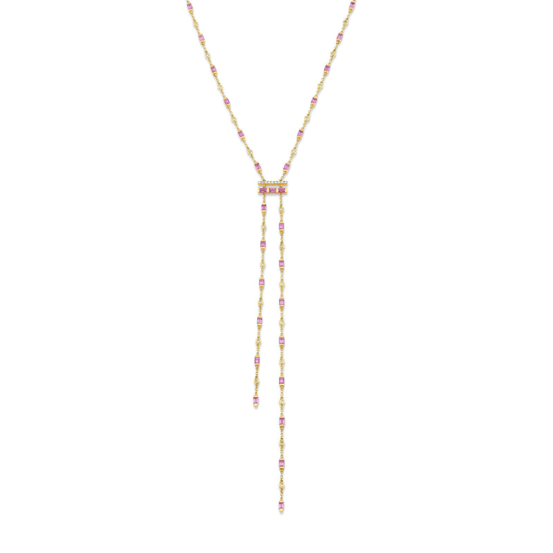 PINK SAPPHIRE & DIAMOND CASCADE Y NECKLACE