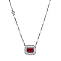 RUBY & DIAMOND HALO PENDANT NECKLACE