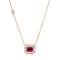 RUBY & DIAMOND HALO PENDANT NECKLACE
