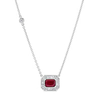 RUBY & DIAMOND HALO PENDANT NECKLACE