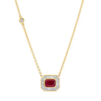 RUBY & DIAMOND HALO PENDANT NECKLACE