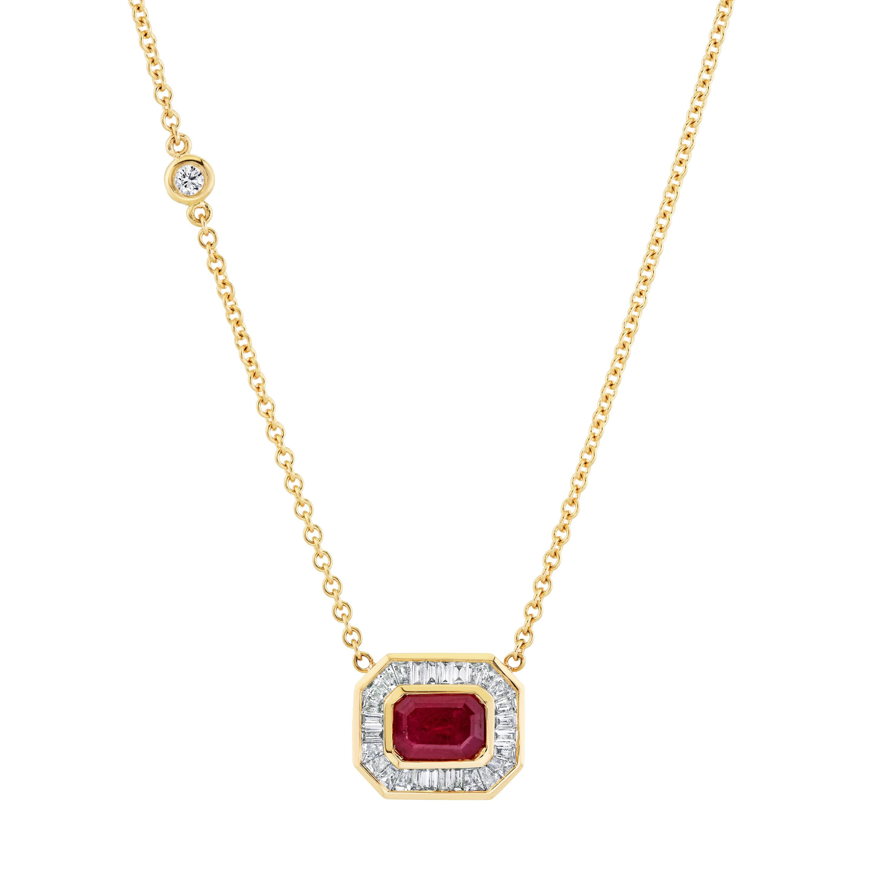 RUBY & DIAMOND HALO NECKLACE
