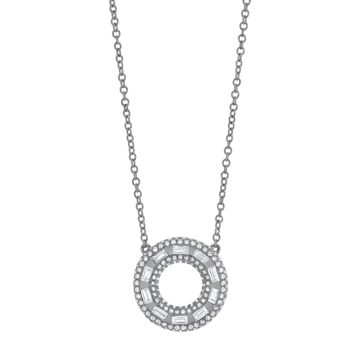 DIAMOND ORBIT PAVE PENDANT NECKLACE