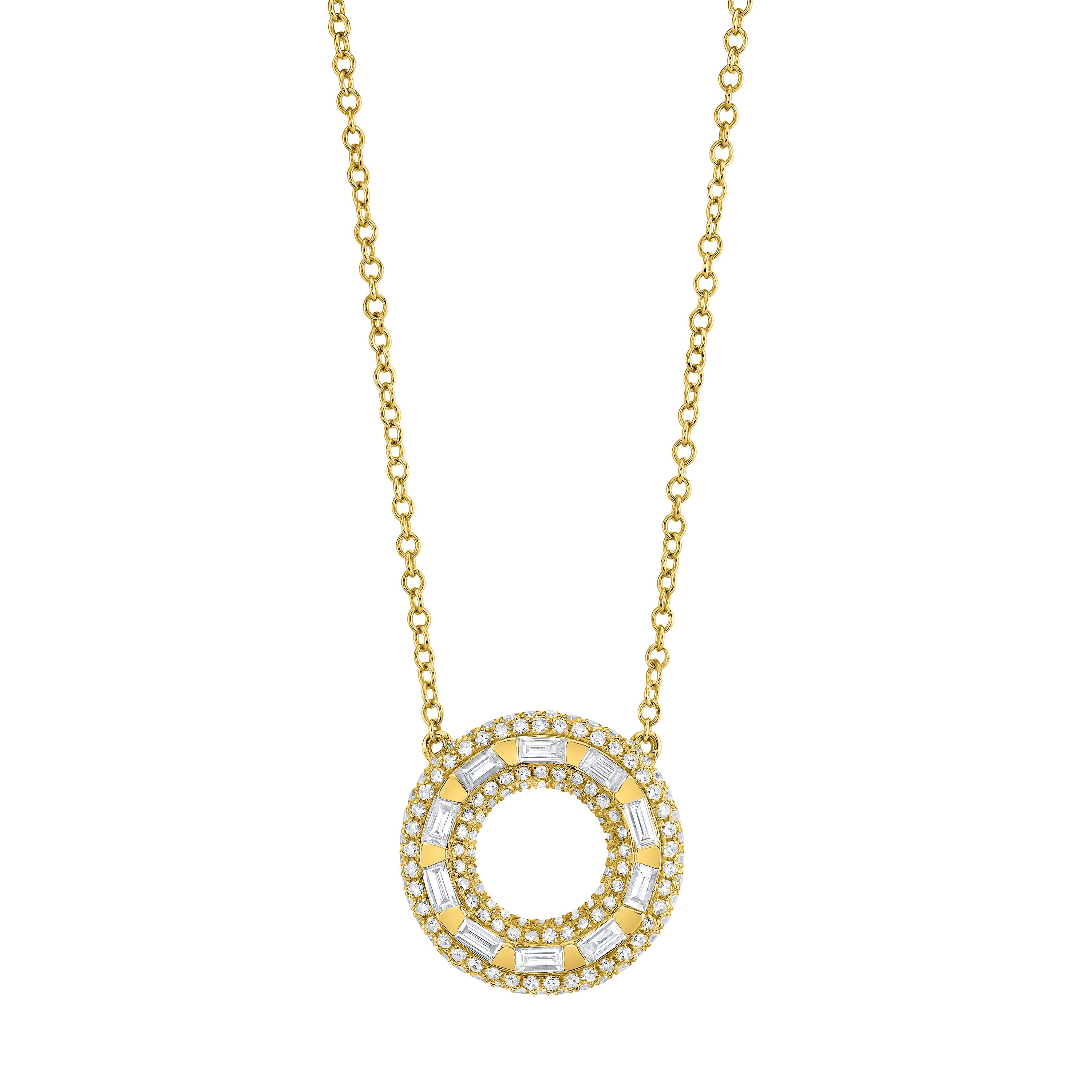 READY TO SHIP DIAMOND ORBIT PAVE PENDANT NECKLACE