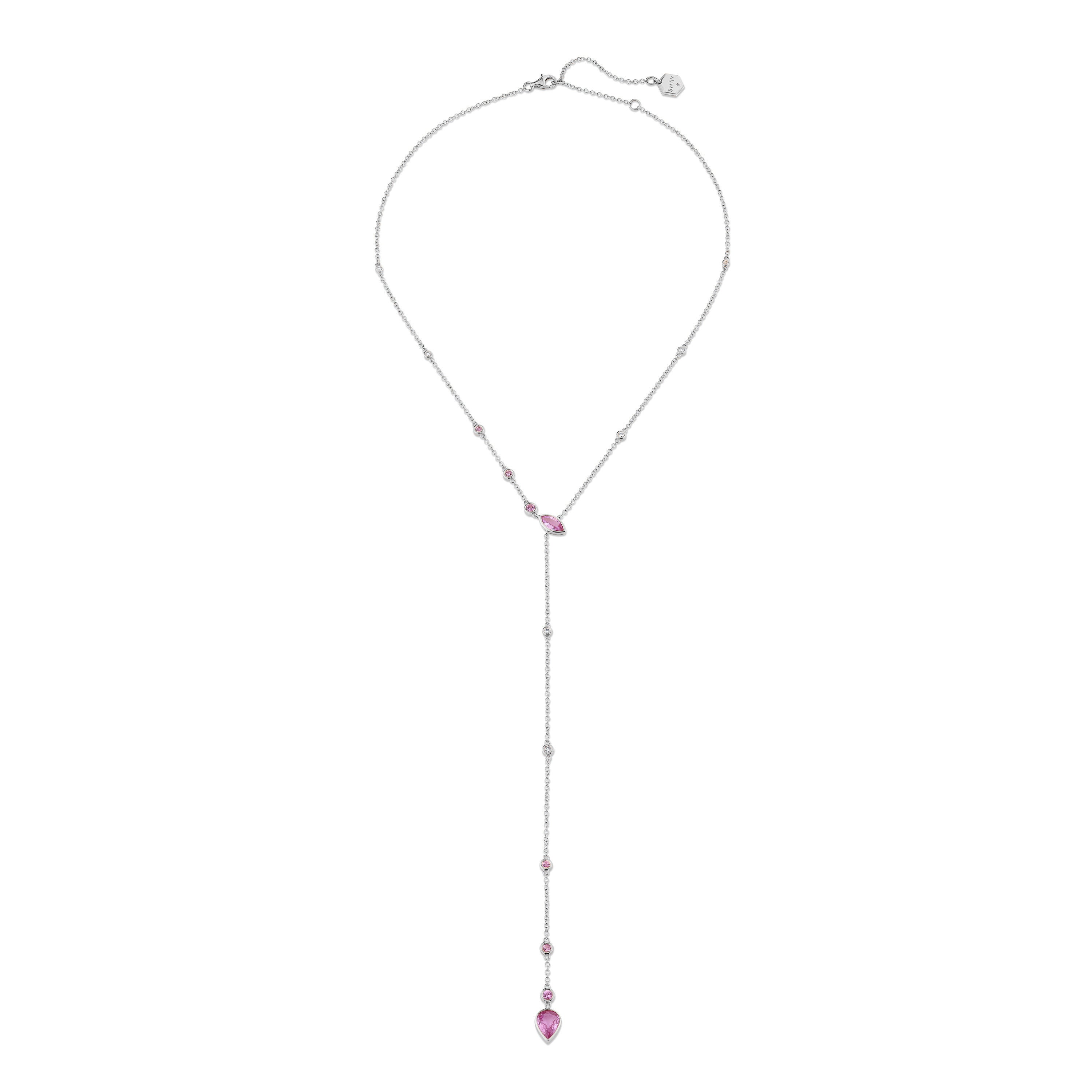 READY TO SHIP PINK SAPPHIRE RIVIERA Y NECKLACE