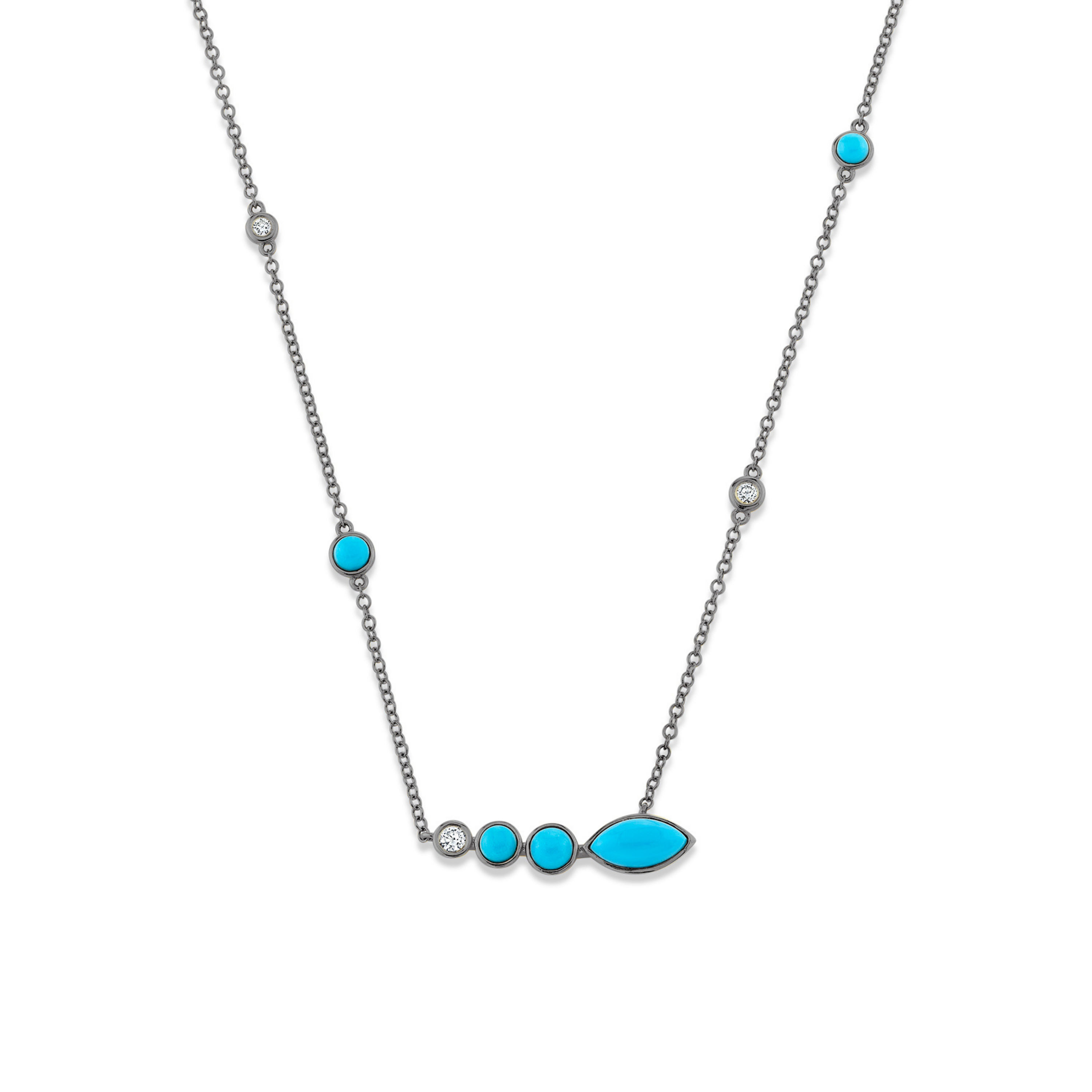 TURQUOISE & DIAMOND RIVIERA STATION NECKLACE
