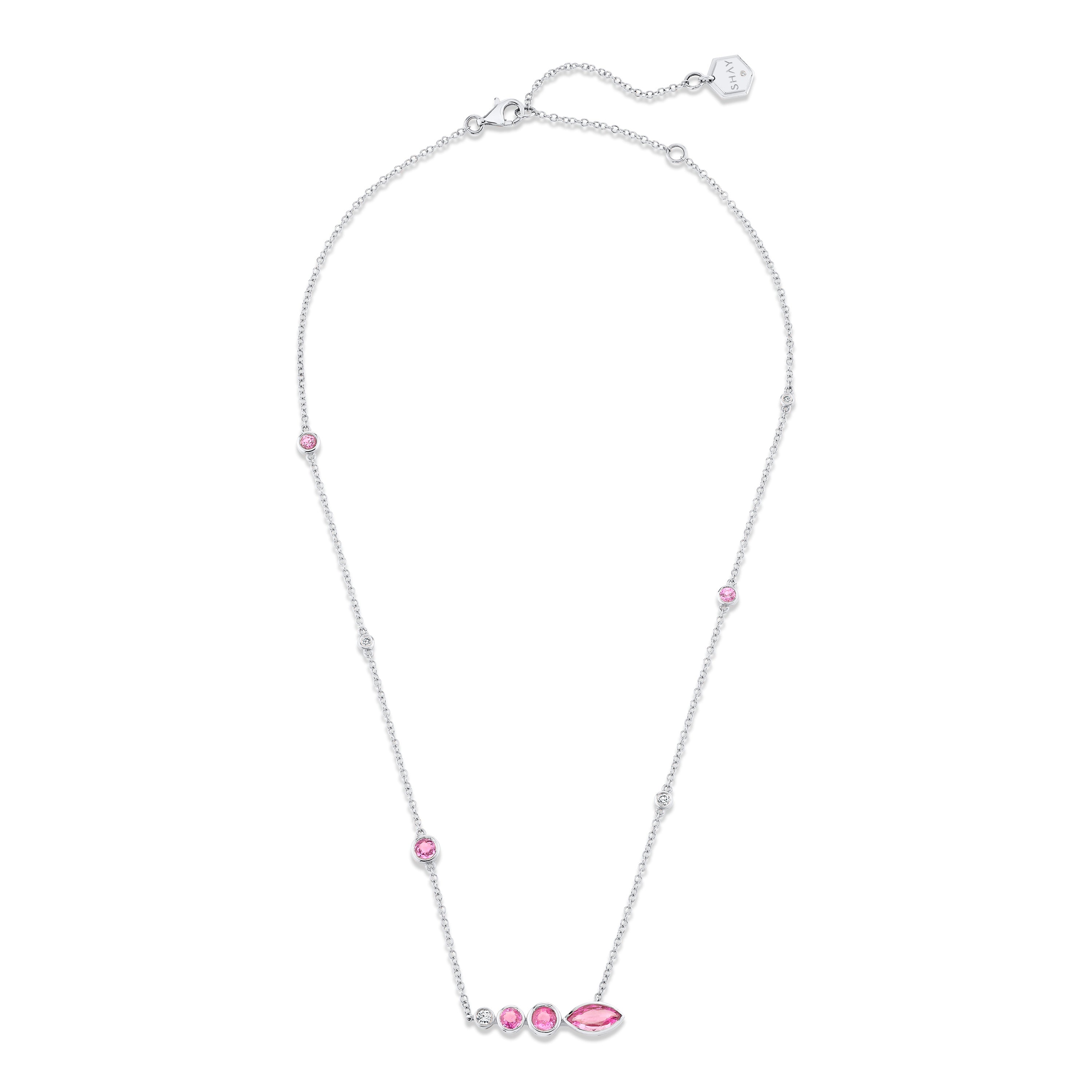 PINK SAPPHIRE & DIAMOND RIVIERA STATION NECKLACE