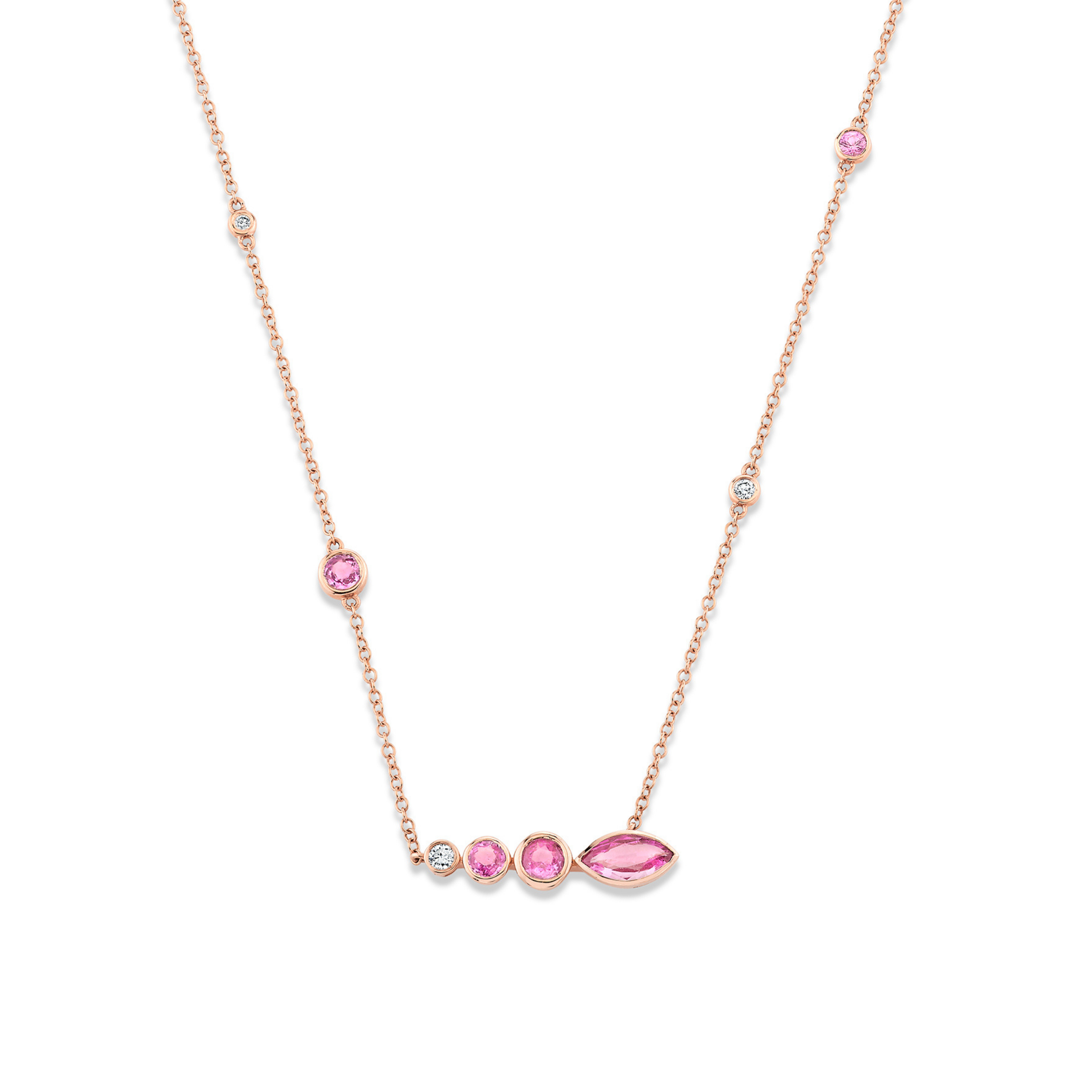 PINK SAPPHIRE & DIAMOND RIVIERA STATION NECKLACE