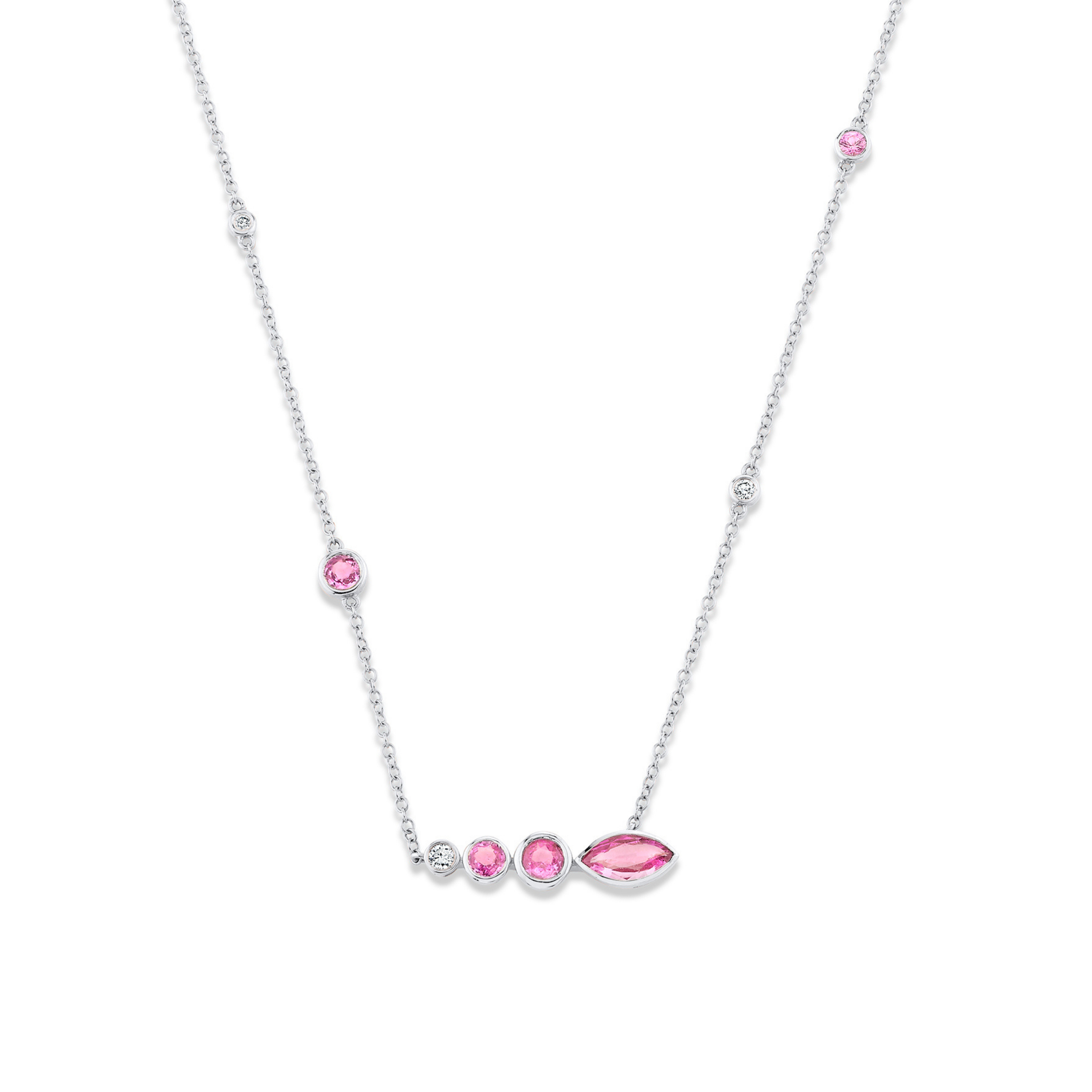 PINK SAPPHIRE & DIAMOND RIVIERA STATION NECKLACE