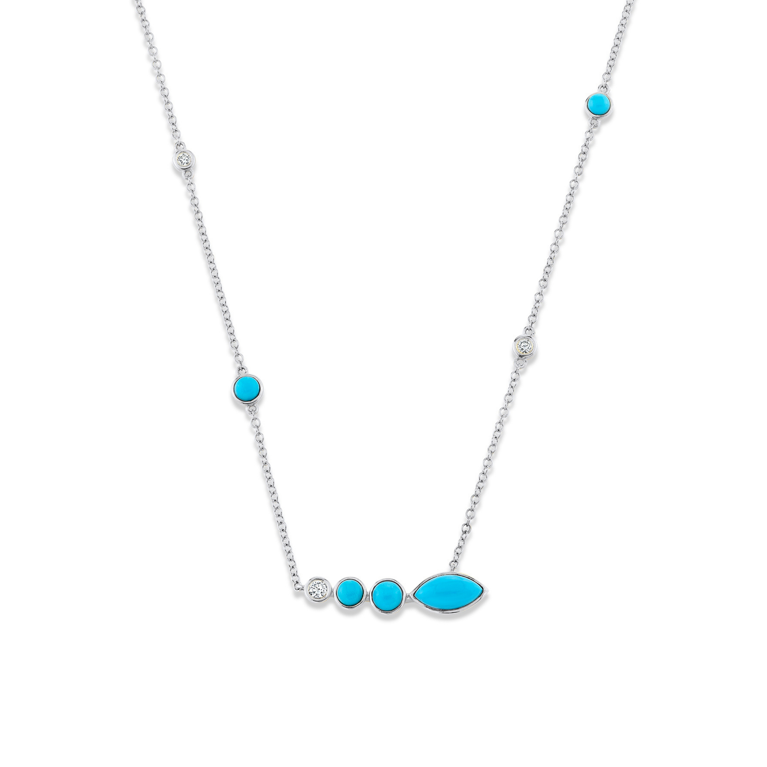 TURQUOISE & DIAMOND RIVIERA STATION NECKLACE