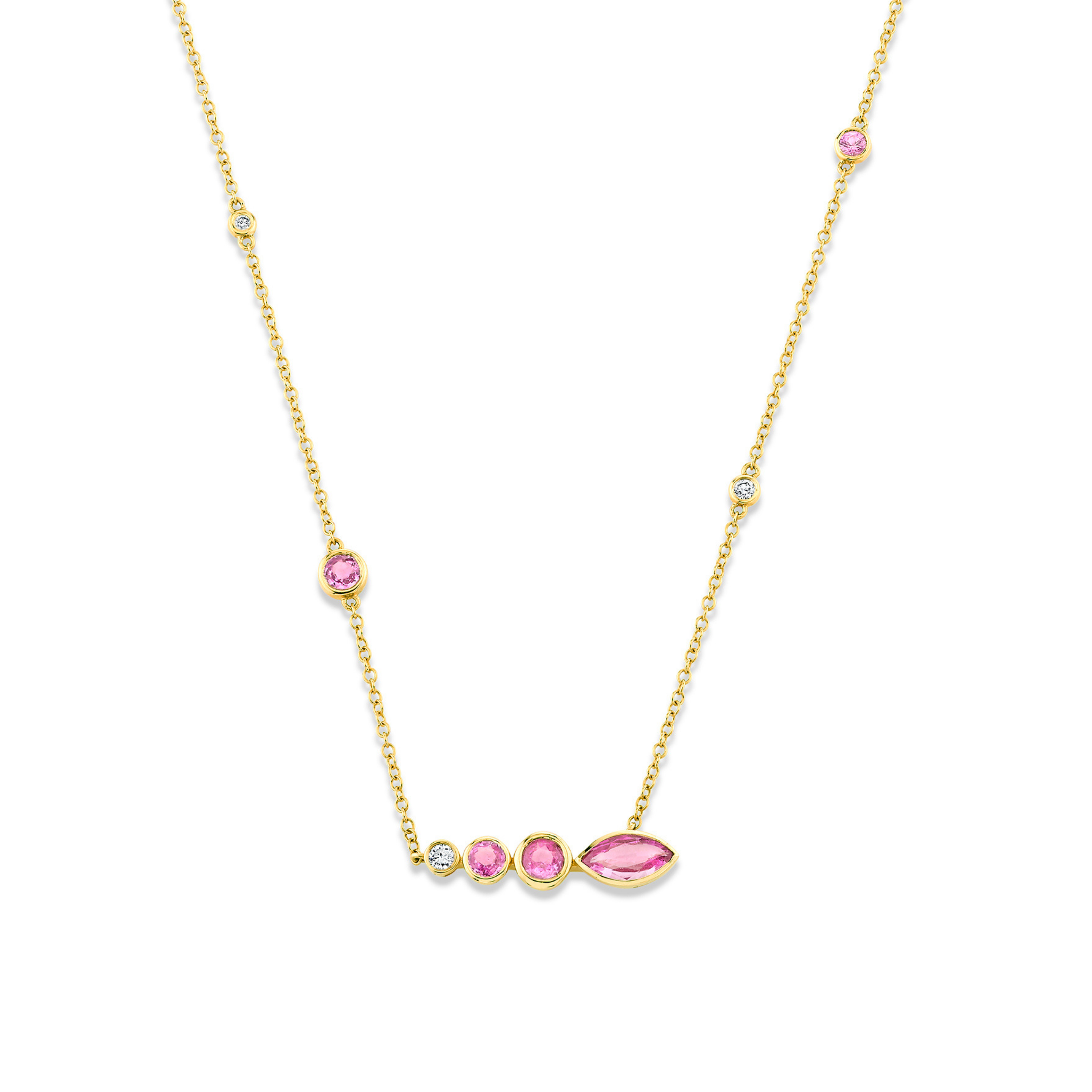 PINK SAPPHIRE & DIAMOND RIVIERA STATION NECKLACE