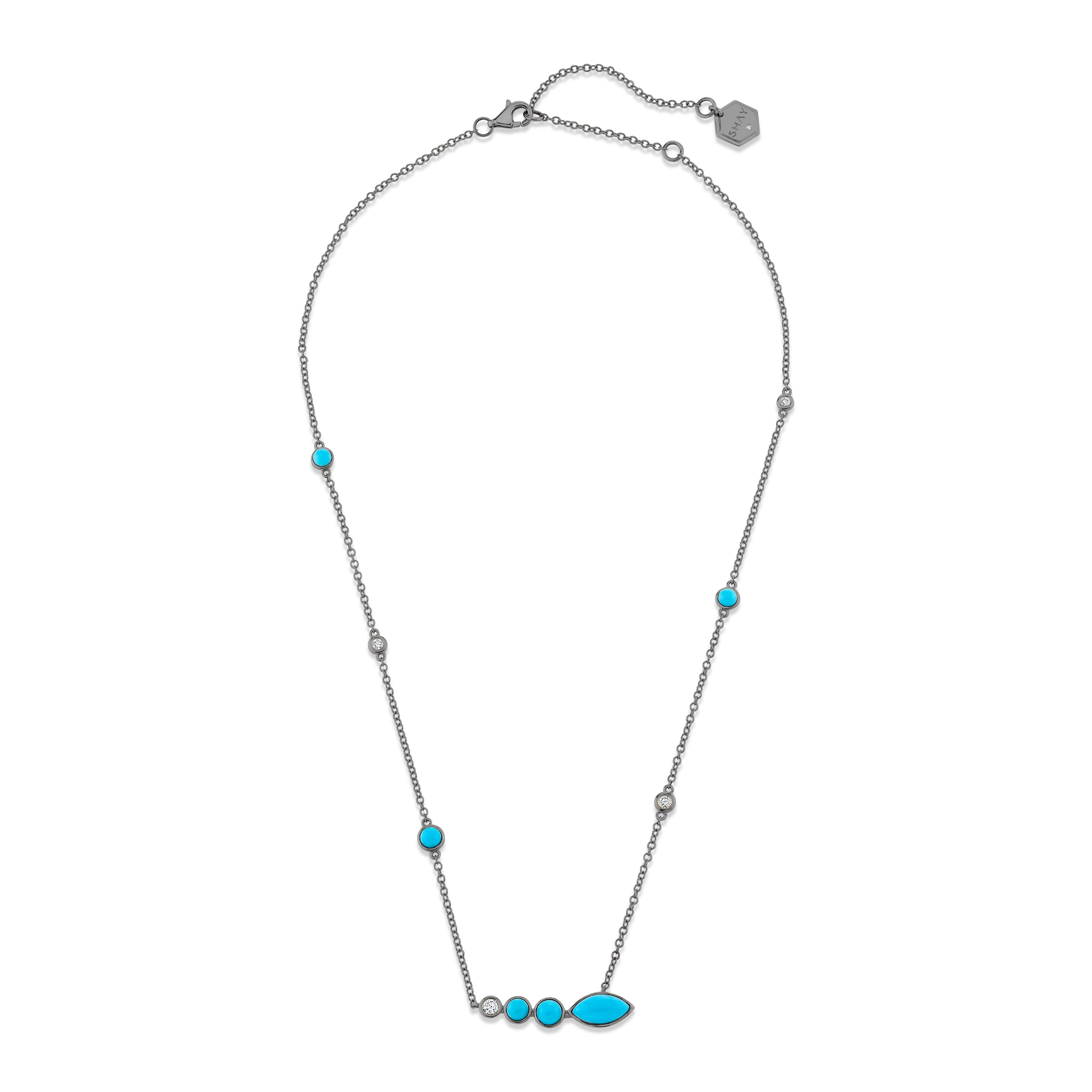 TURQUOISE & DIAMOND RIVIERA STATION NECKLACE
