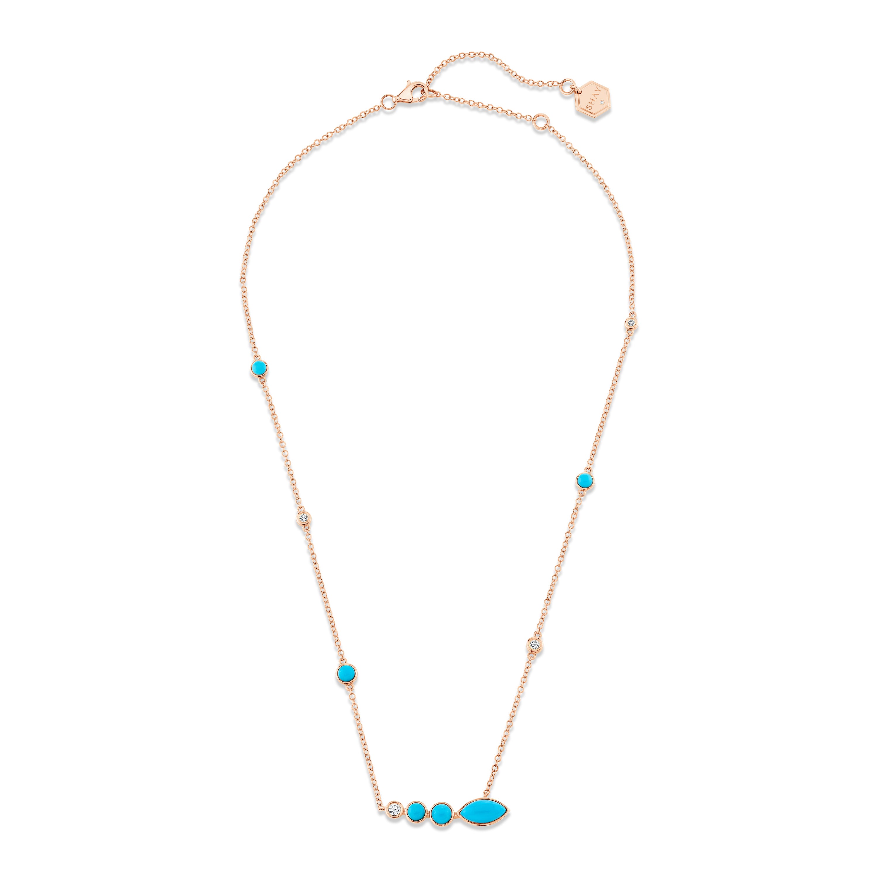 TURQUOISE & DIAMOND RIVIERA STATION NECKLACE