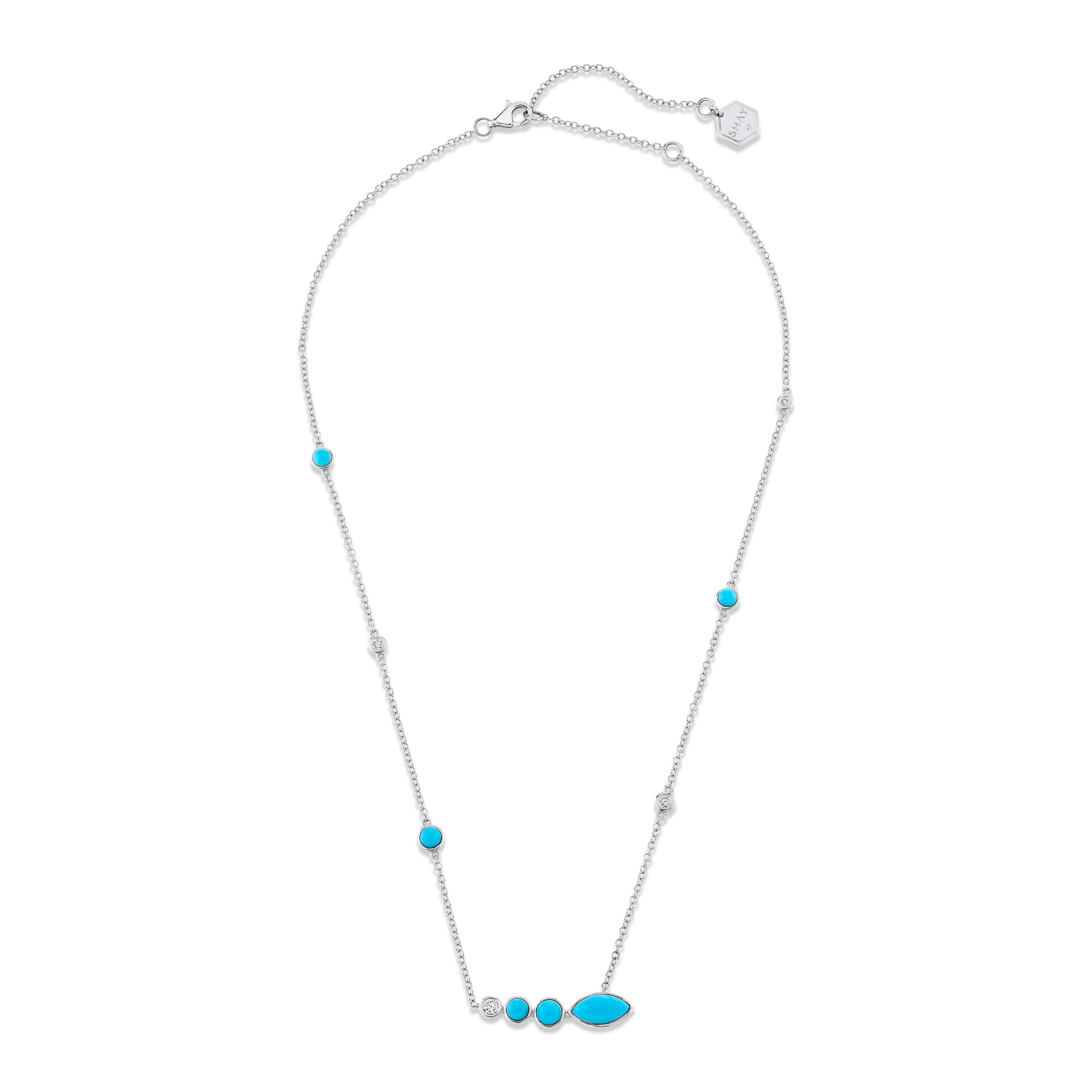 TURQUOISE & DIAMOND RIVIERA STATION NECKLACE