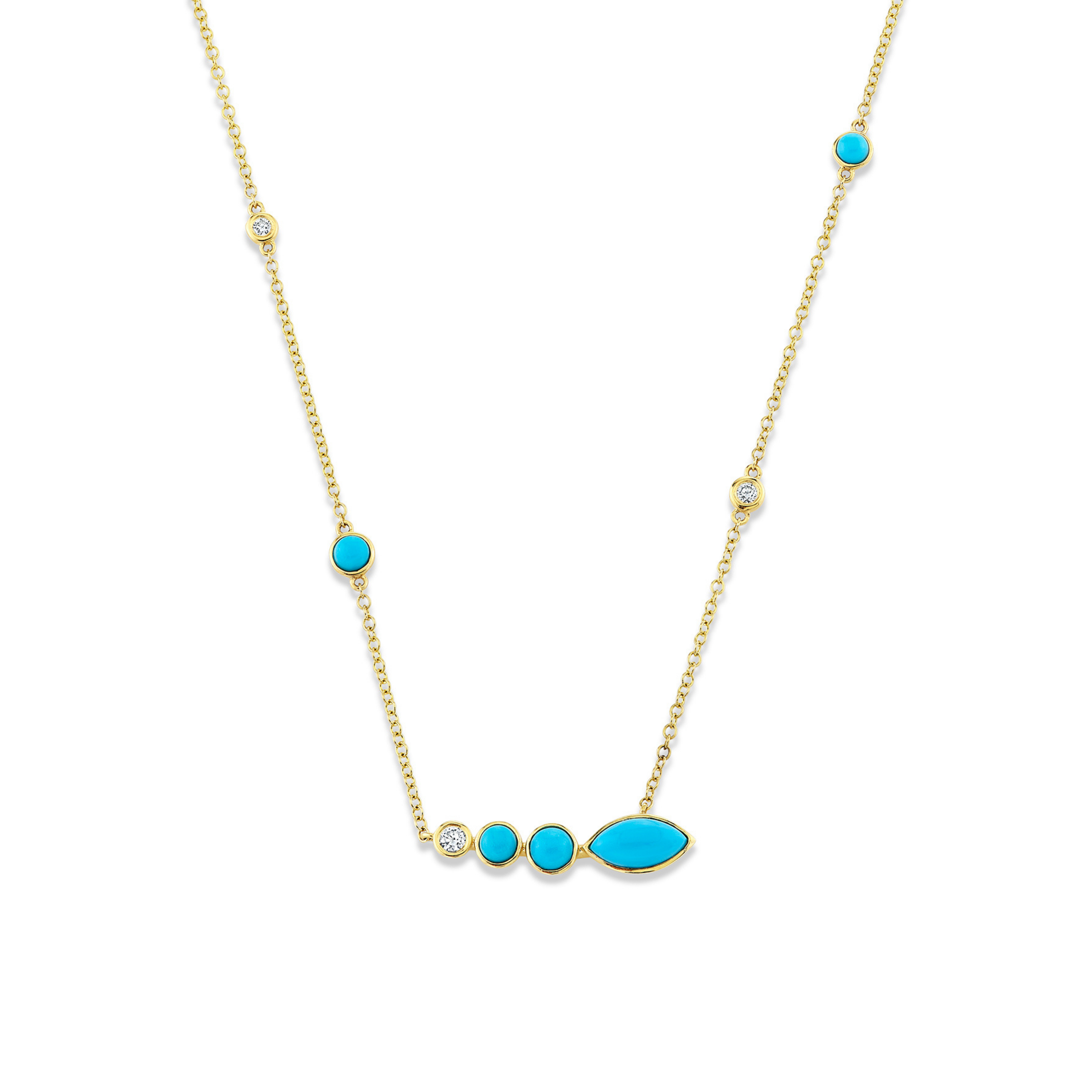 READY TO SHIP TURQUOISE & DIAMOND RIVIERA STATION NECKLACE