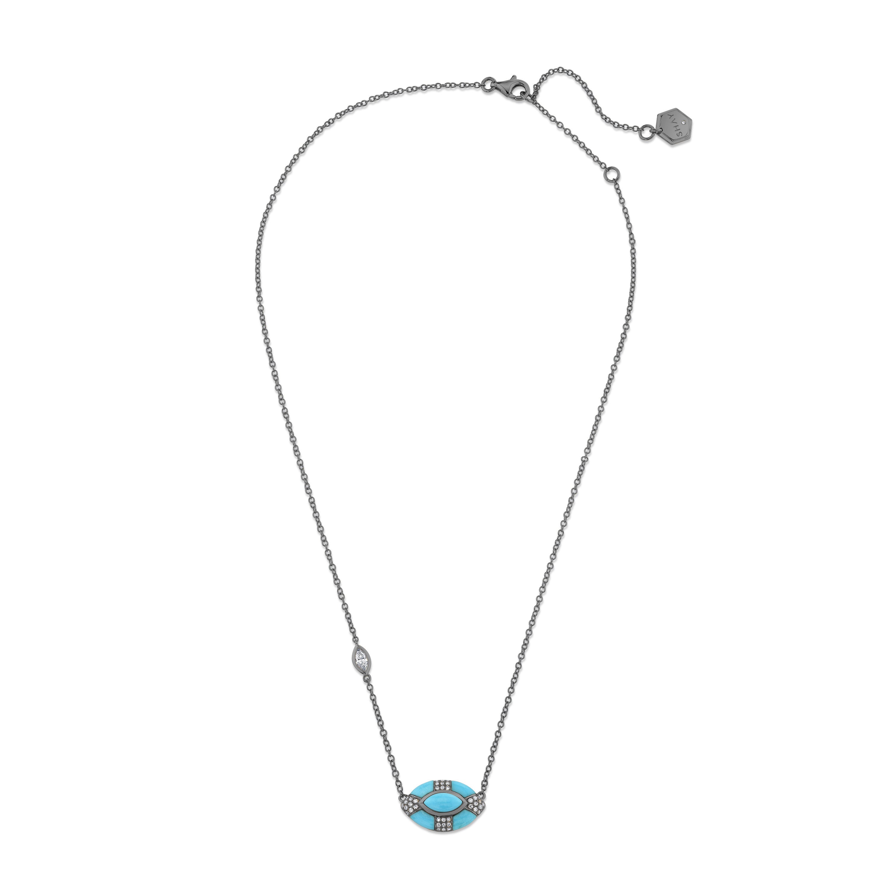 TURQUOISE & DIAMOND RIVIERA EVIL EYE NECKLACE