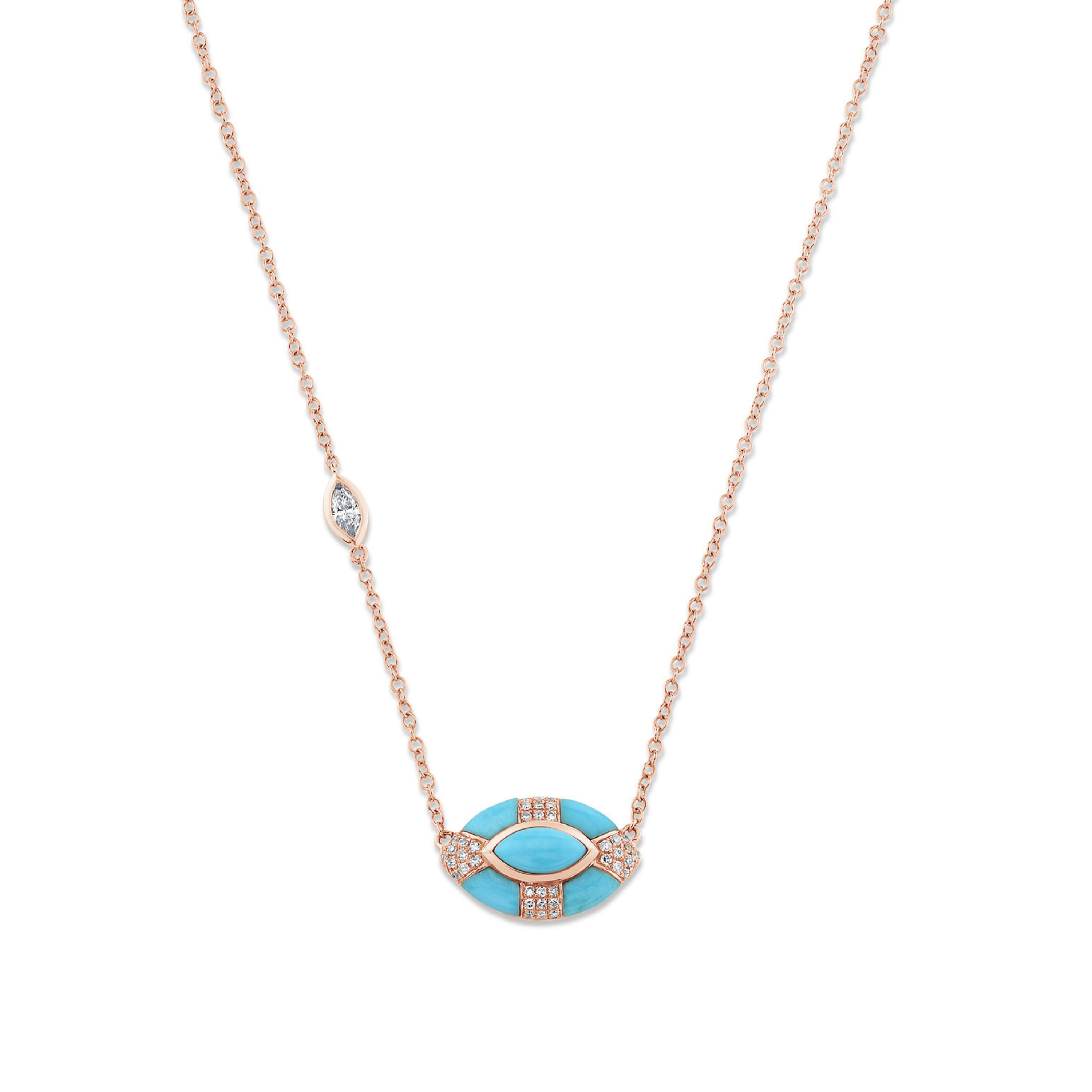 TURQUOISE & DIAMOND RIVIERA EVIL EYE NECKLACE