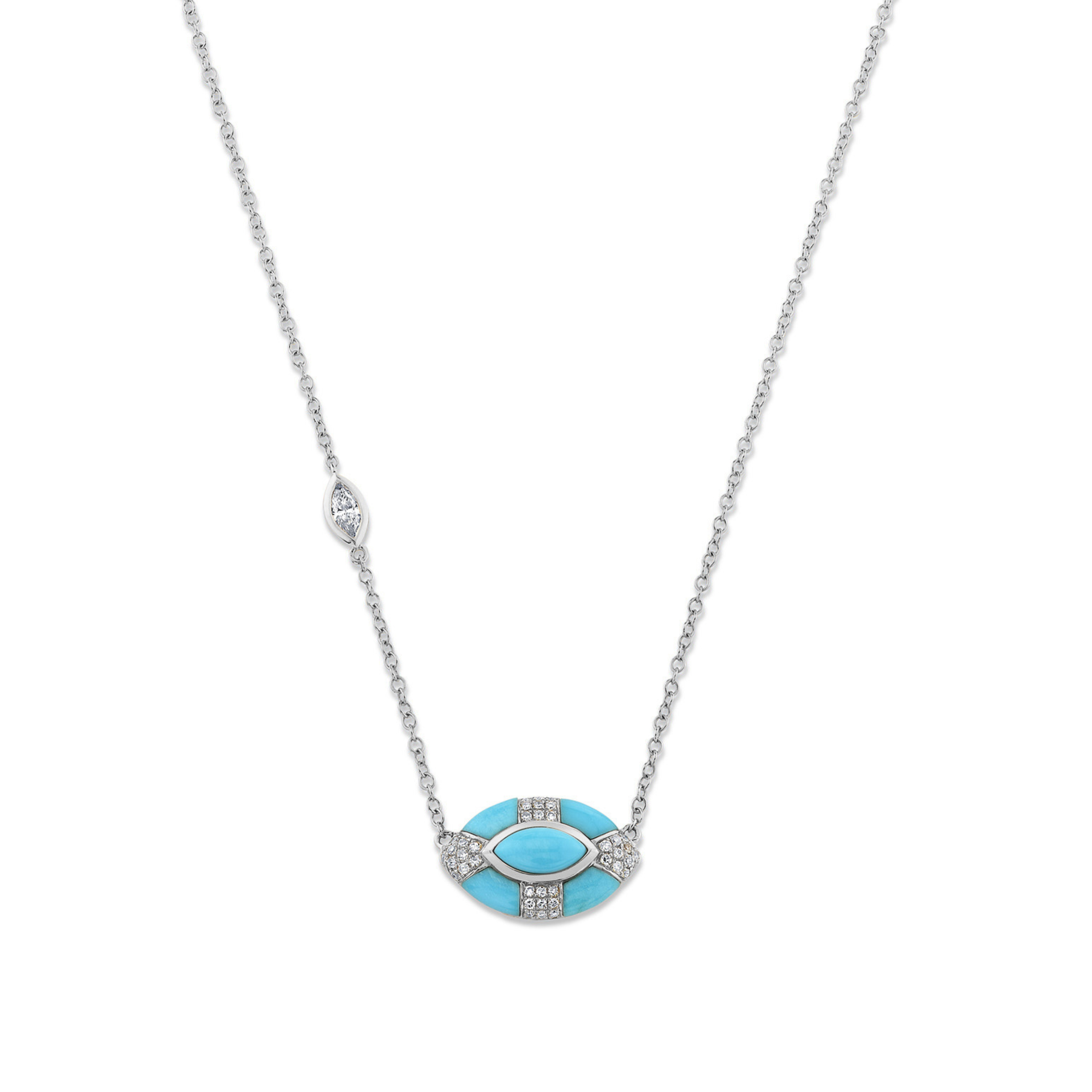 TURQUOISE & DIAMOND RIVIERA EVIL EYE NECKLACE