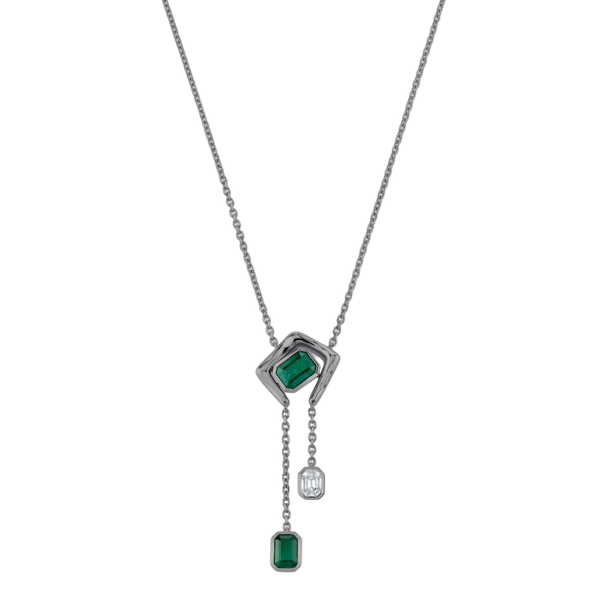 EMERALD & DIAMOND ZAR DROP NECKLACE
