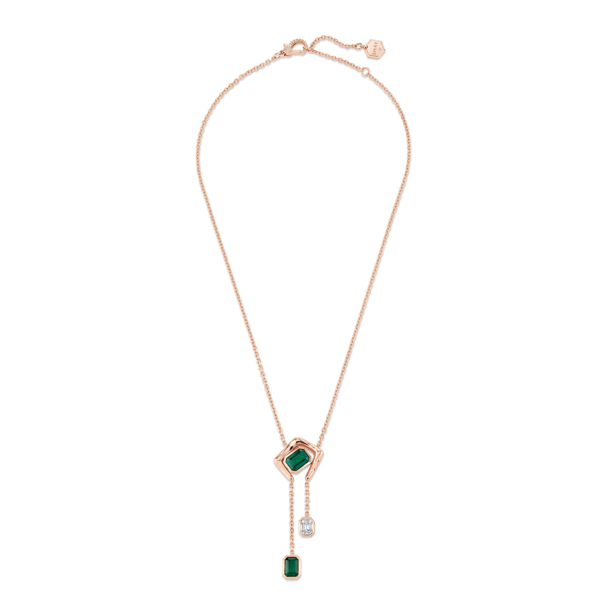 EMERALD & DIAMOND ZAR DROP NECKLACE