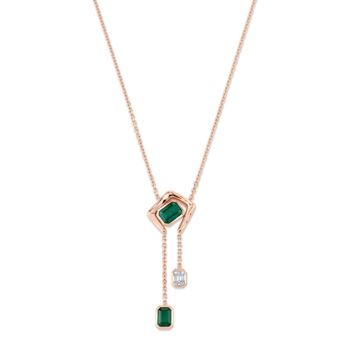 EMERALD & DIAMOND ZAR DROP NECKLACE