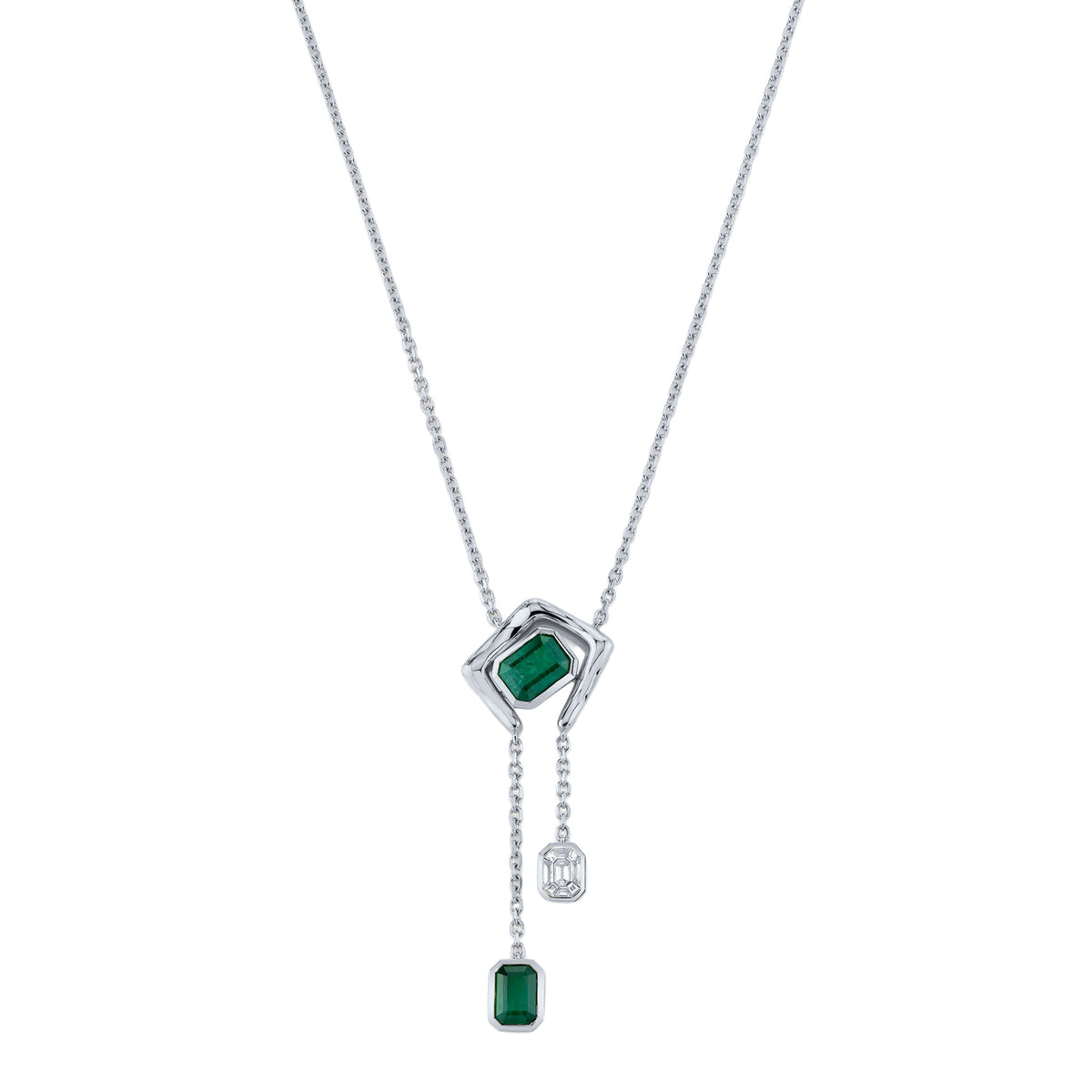 EMERALD & DIAMOND ZAR DROP NECKLACE