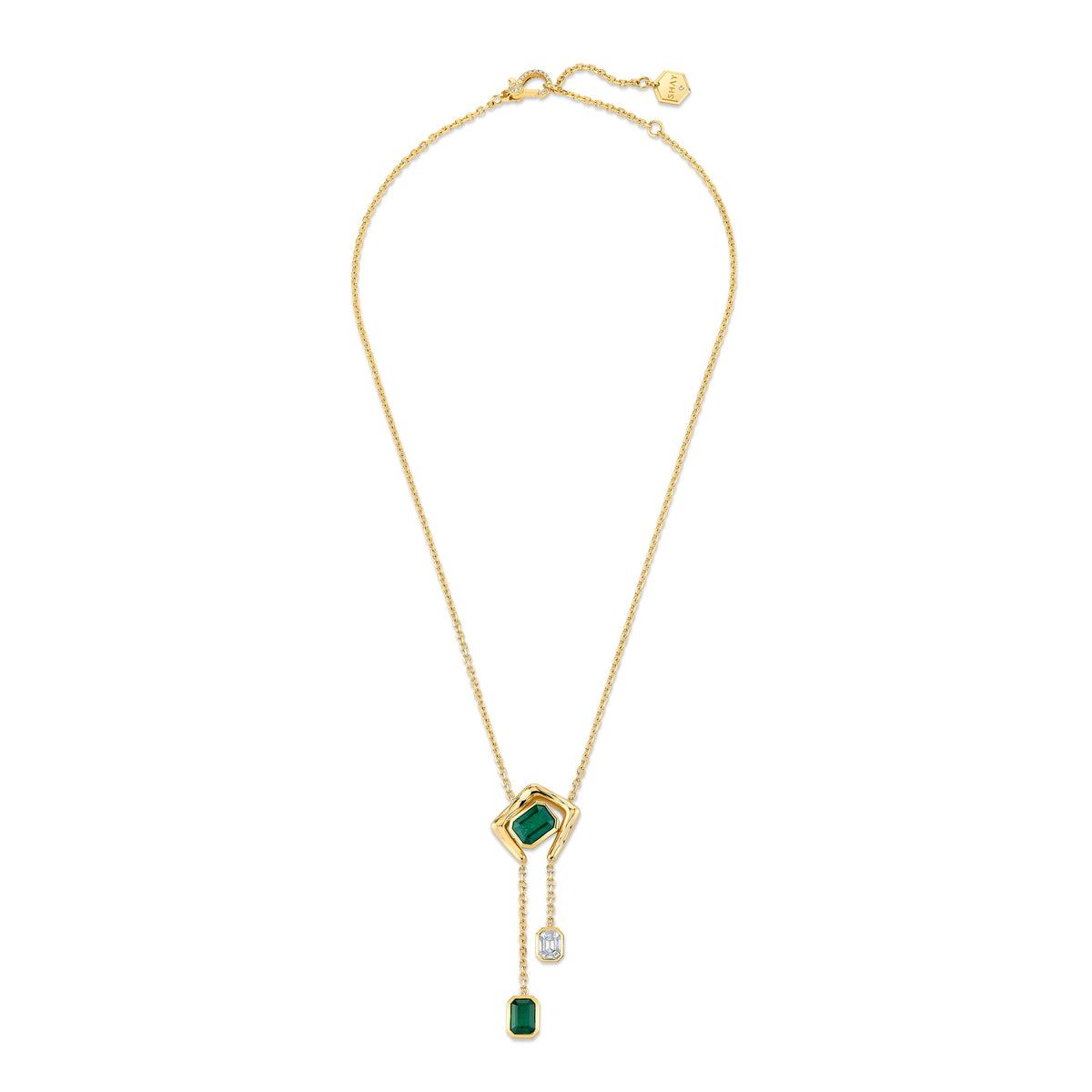 EMERALD & DIAMOND ZAR DROP NECKLACE