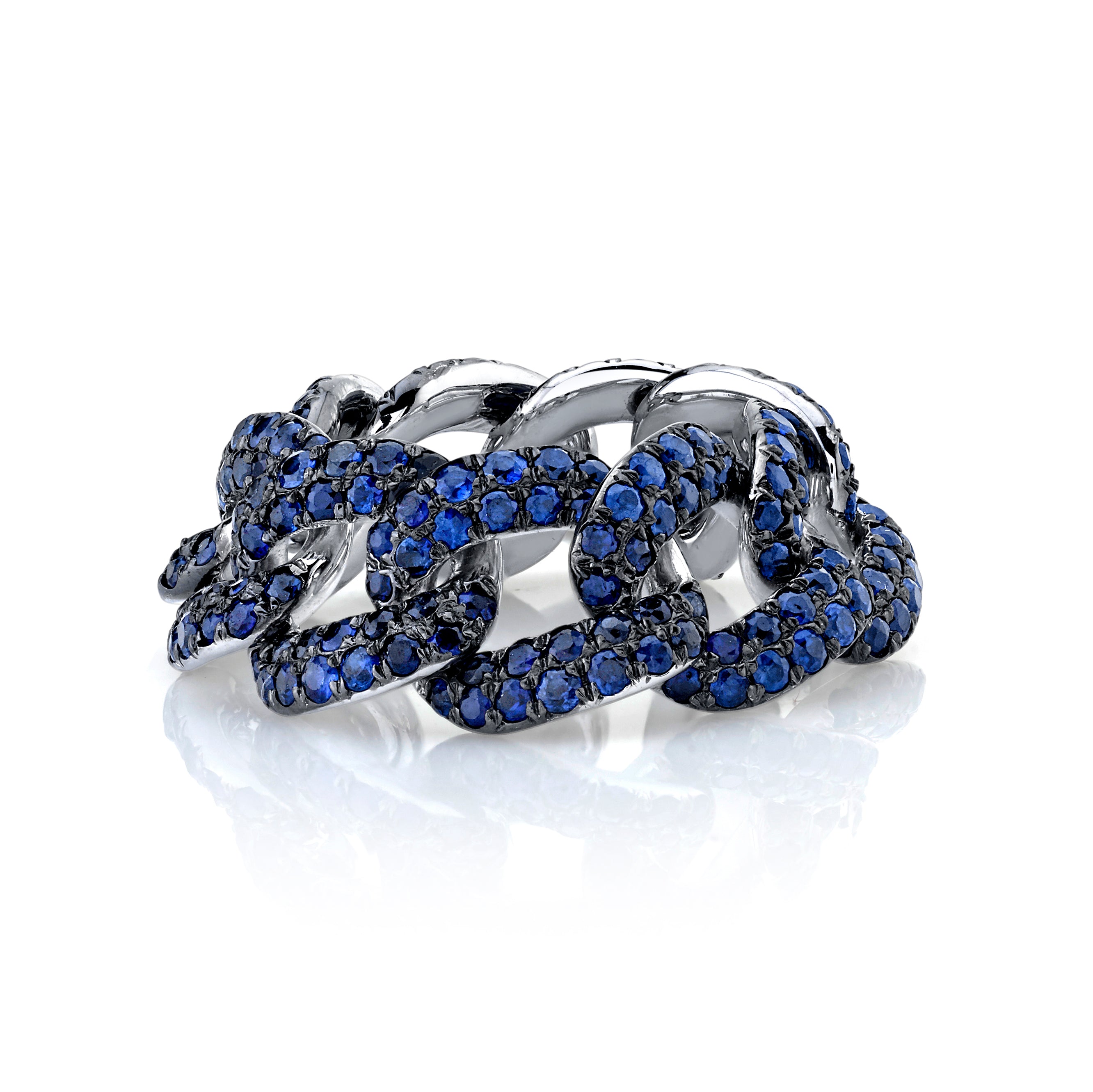 READY TO SHIP BLUE SAPPHIRE PAVE ESSENTIAL LINK RING