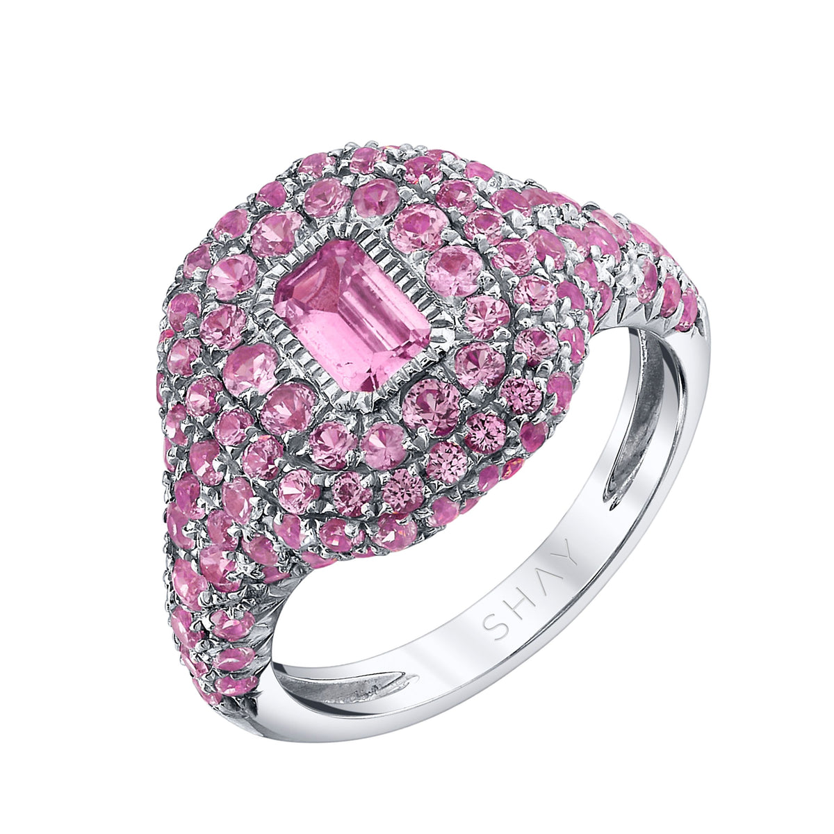 PINK SAPPHIRE PAVE PINKY RING