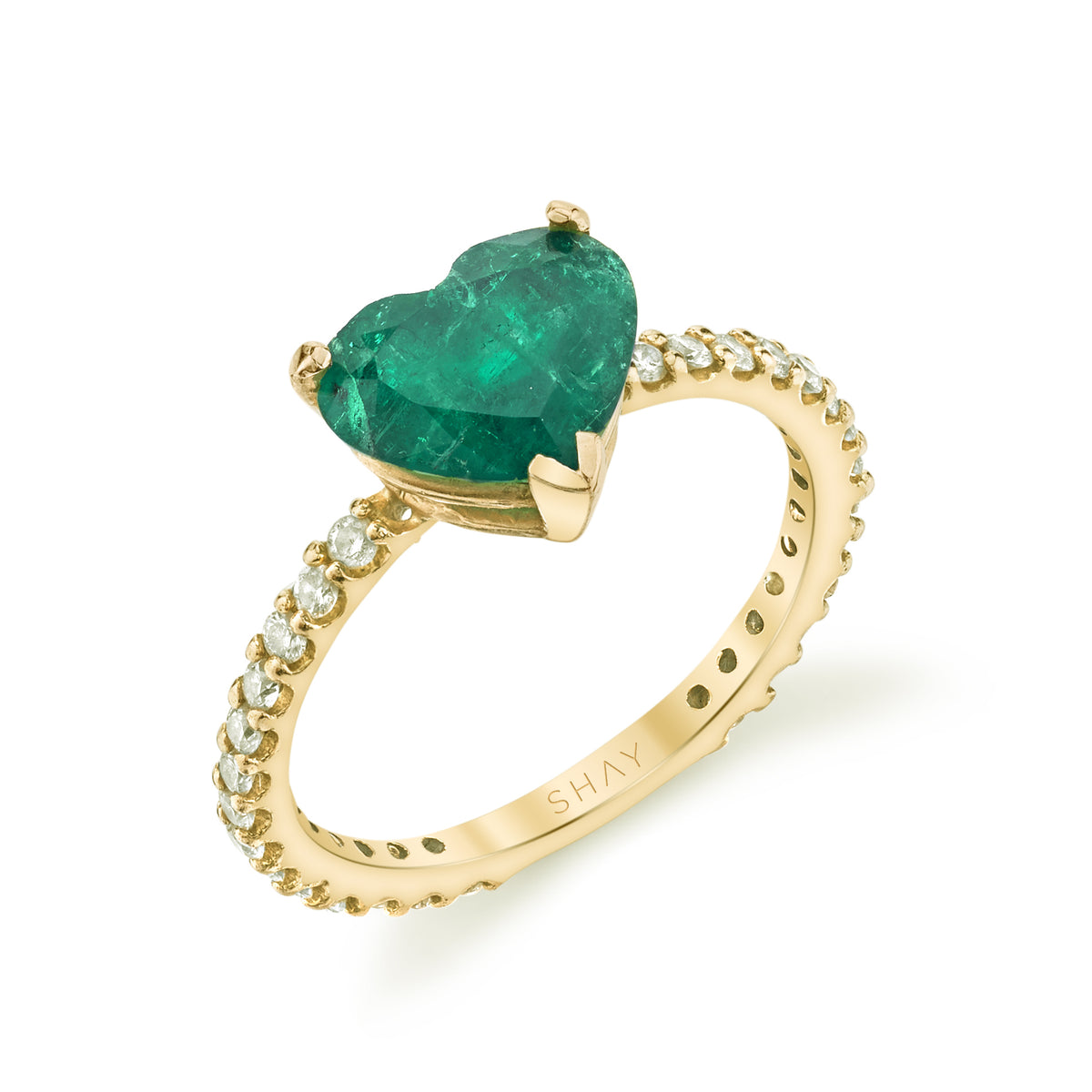 EMERALD HEART PINKY RING