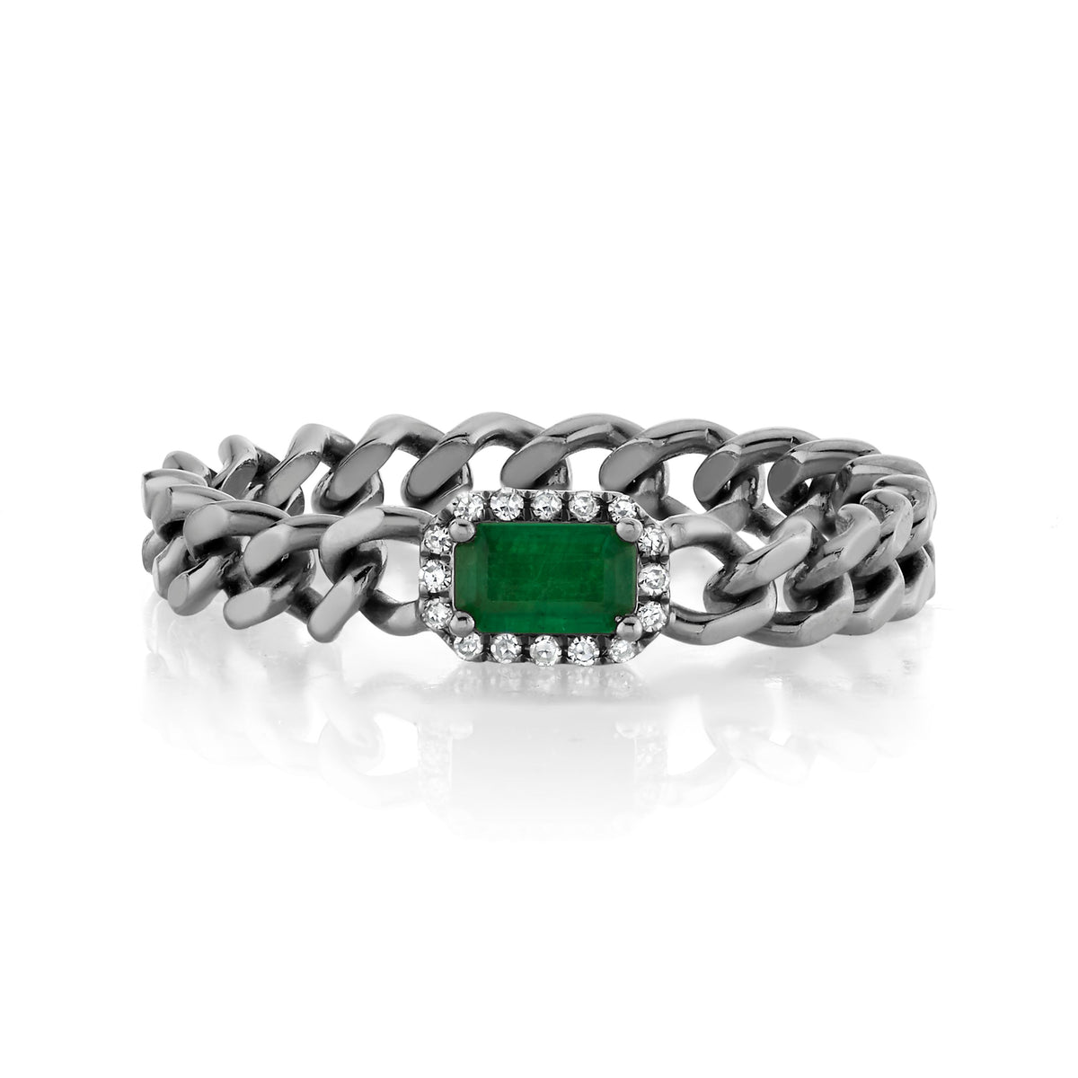 RECTANGLE EMERALD BABY LINK RING