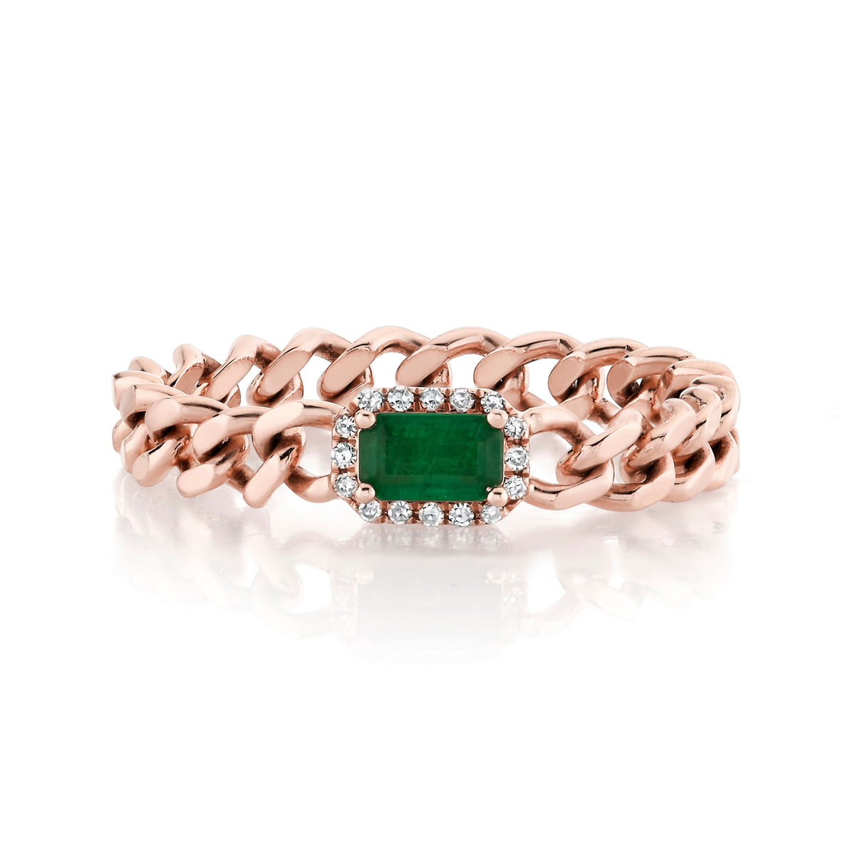 RECTANGLE EMERALD BABY LINK RING