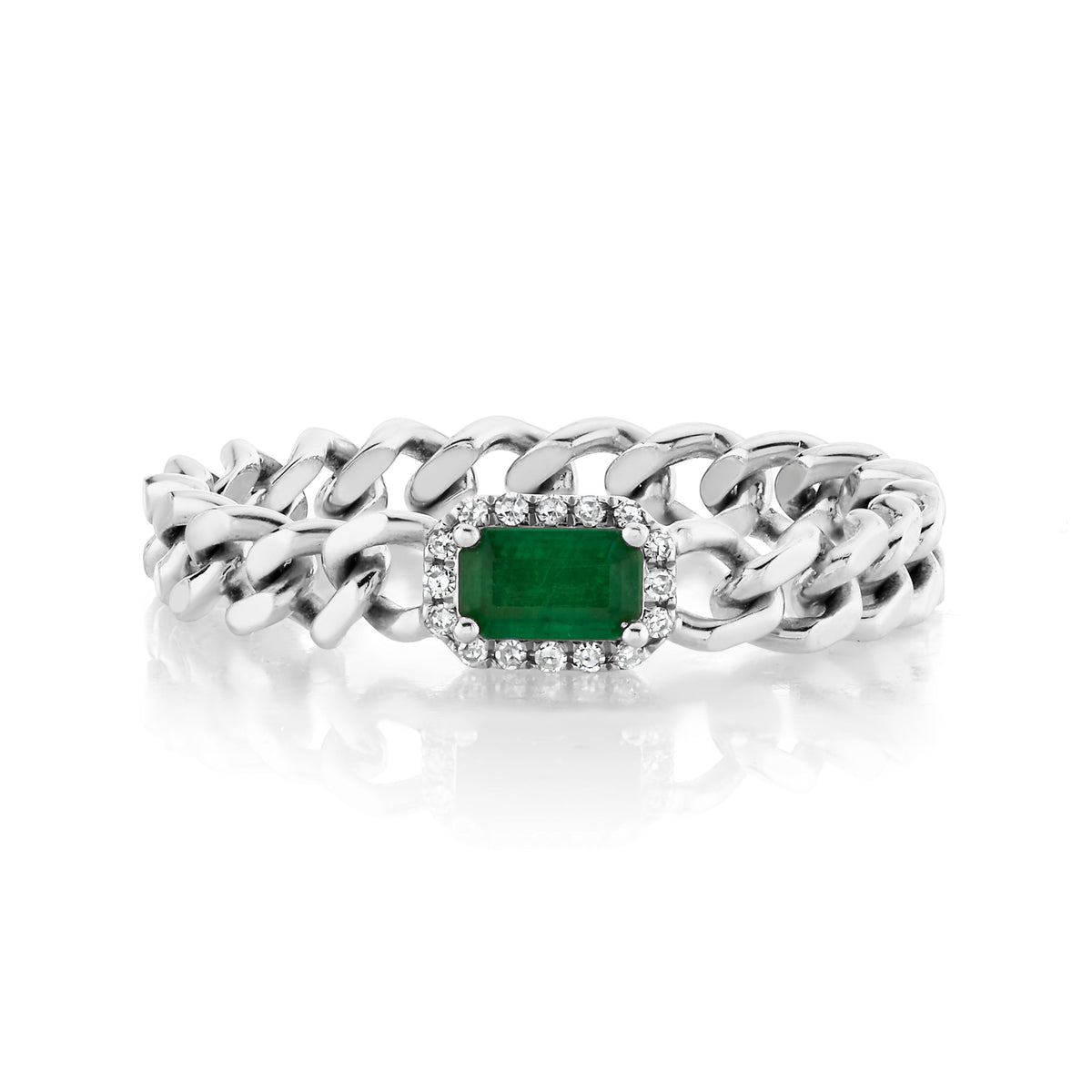 RECTANGLE EMERALD BABY LINK RING