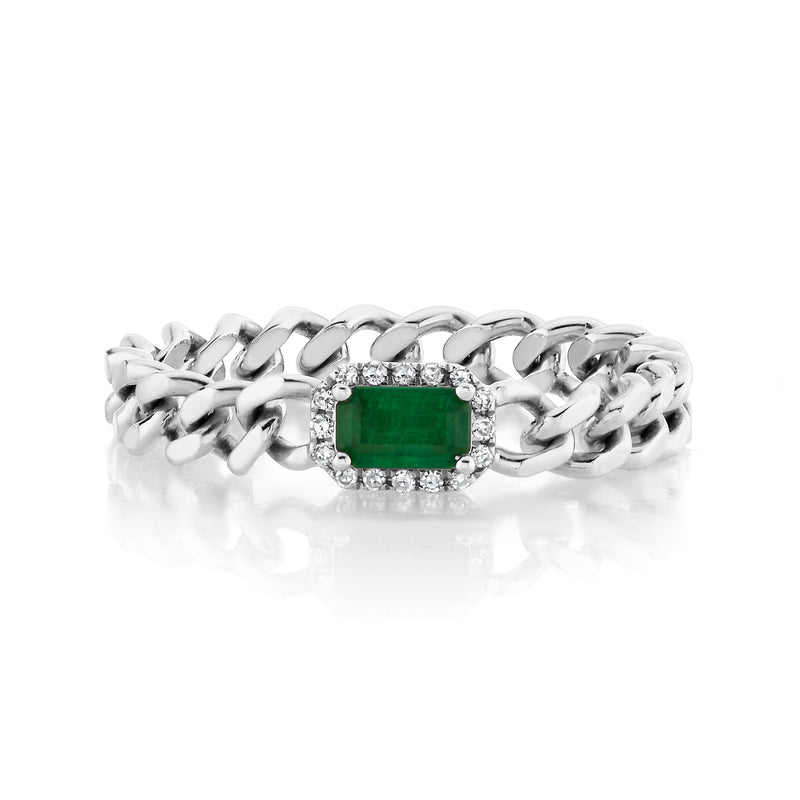 RECTANGLE EMERALD BABY LINK RING