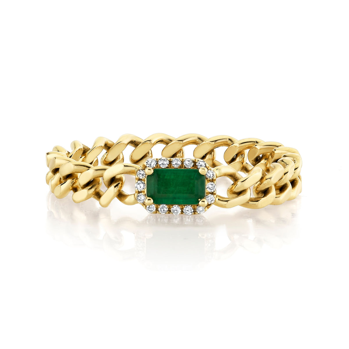 RECTANGLE EMERALD BABY LINK RING