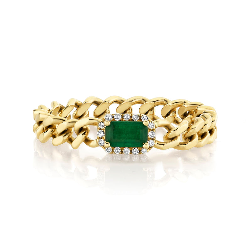 RECTANGLE EMERALD BABY LINK RING