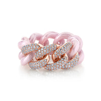 READY TO SHIP TRIPLE PAVE PINK CERAMIC ESSENTIAL LINK RING