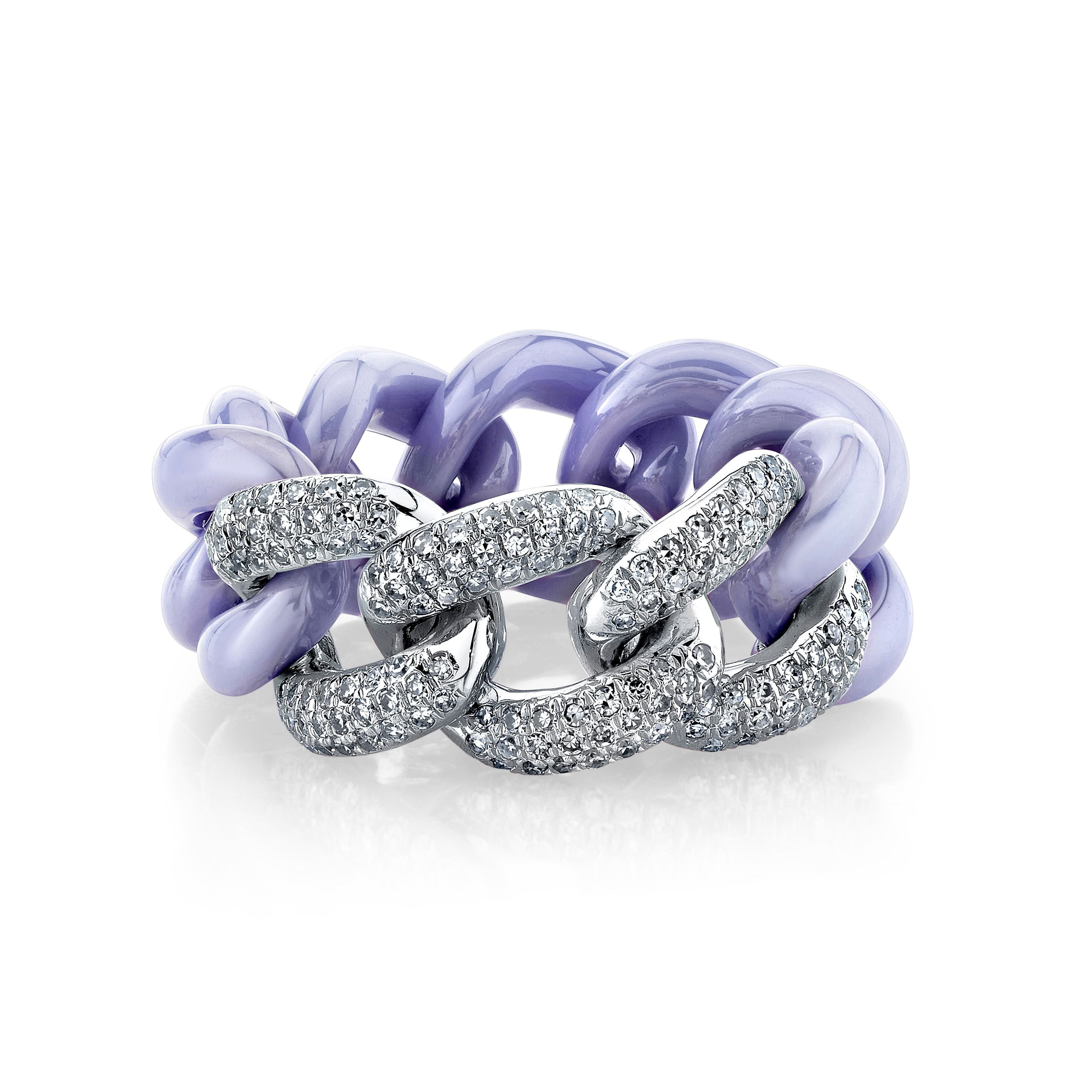 LAVENDER CERAMIC PAVE ESSENTIAL LINK RING