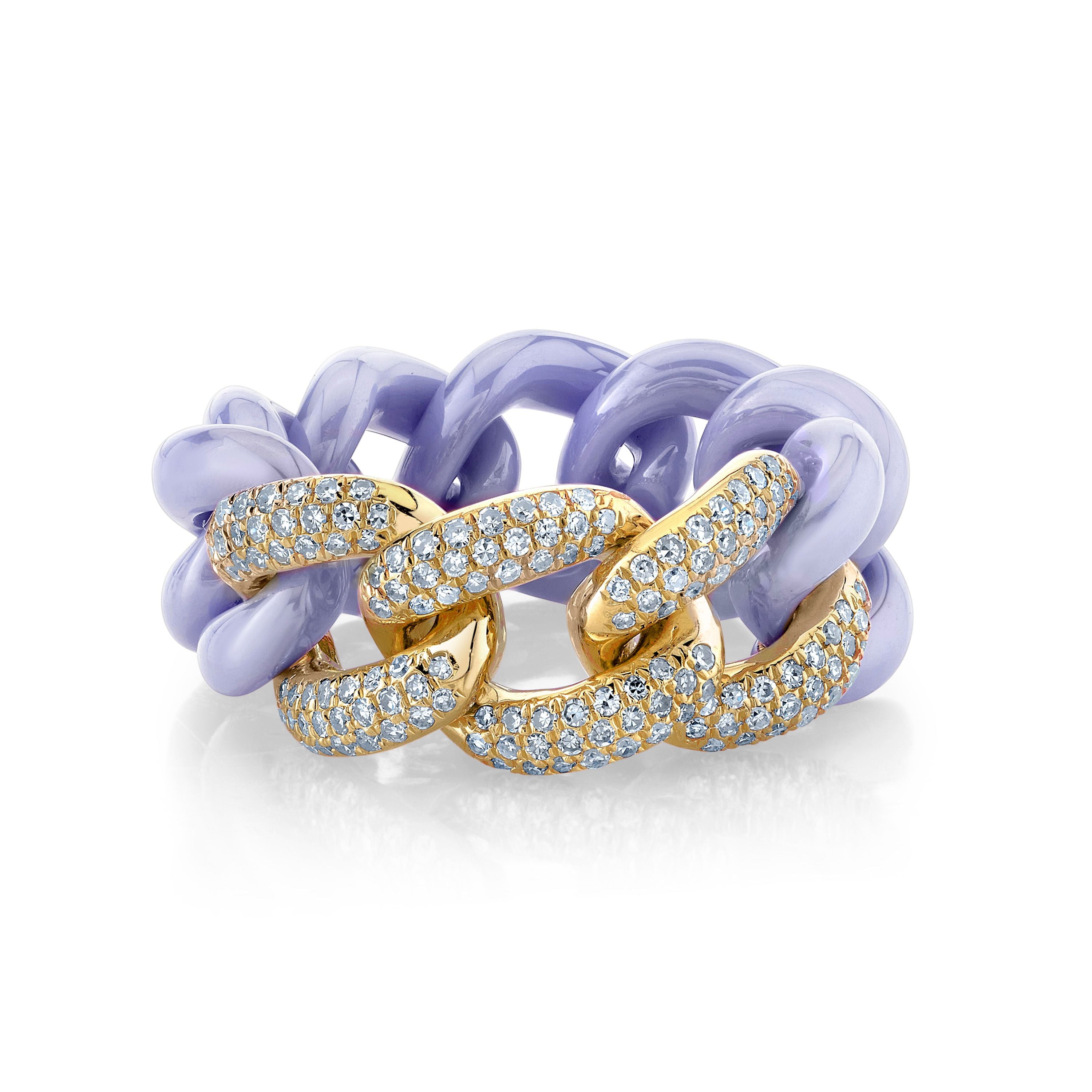 LAVENDER CERAMIC PAVE ESSENTIAL LINK RING