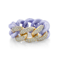 READY TO SHIP TRIPLE PAVE LAVENDER CERAMIC ESSENTIAL LINK RING