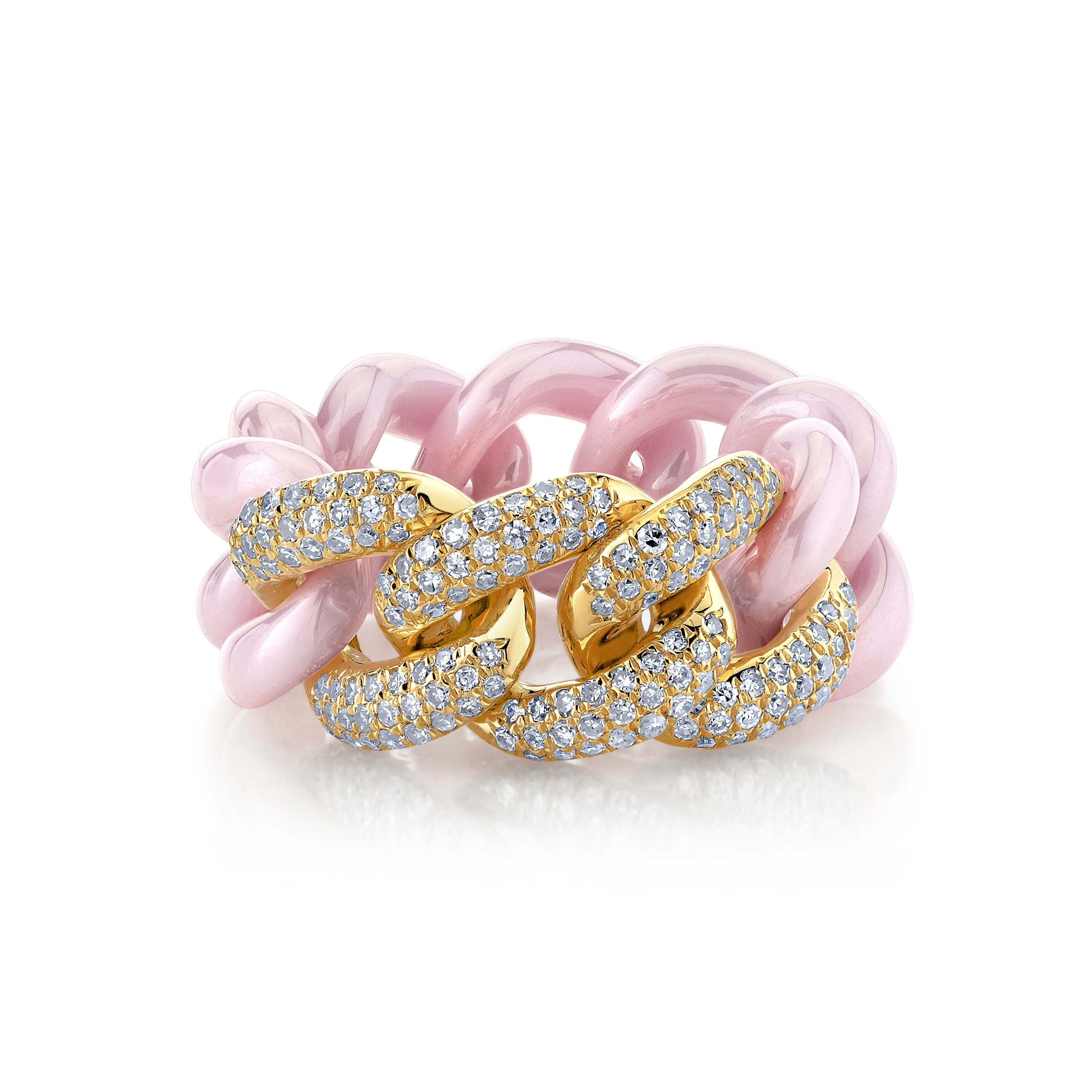 PINK CERAMIC PAVE ESSENTIAL LINK RING